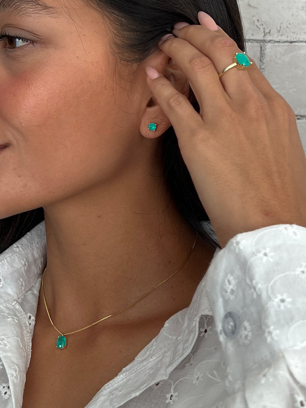 שרשרת סוליטר אליפסה טורקיז