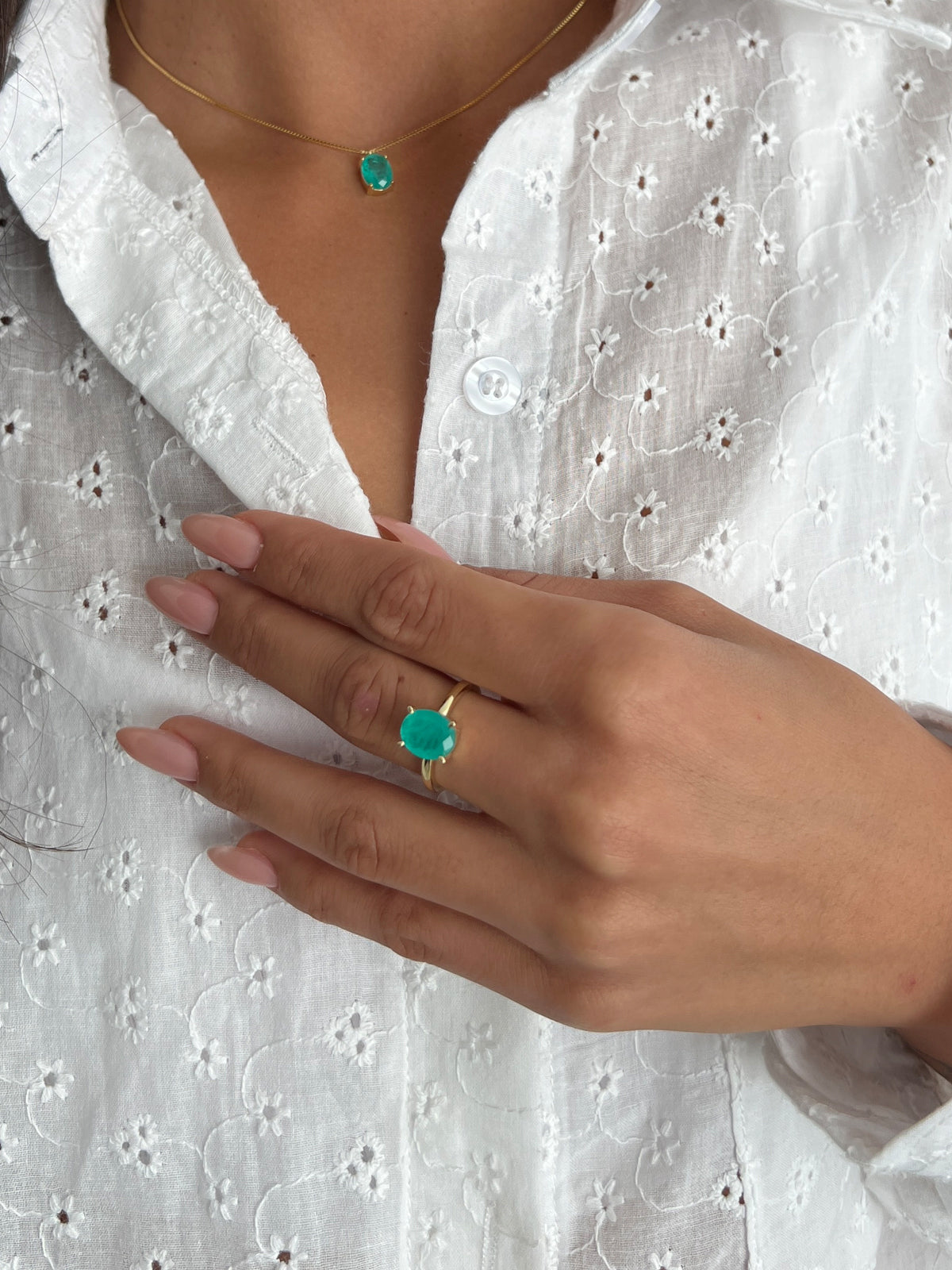 שרשרת סוליטר אליפסה טורקיז