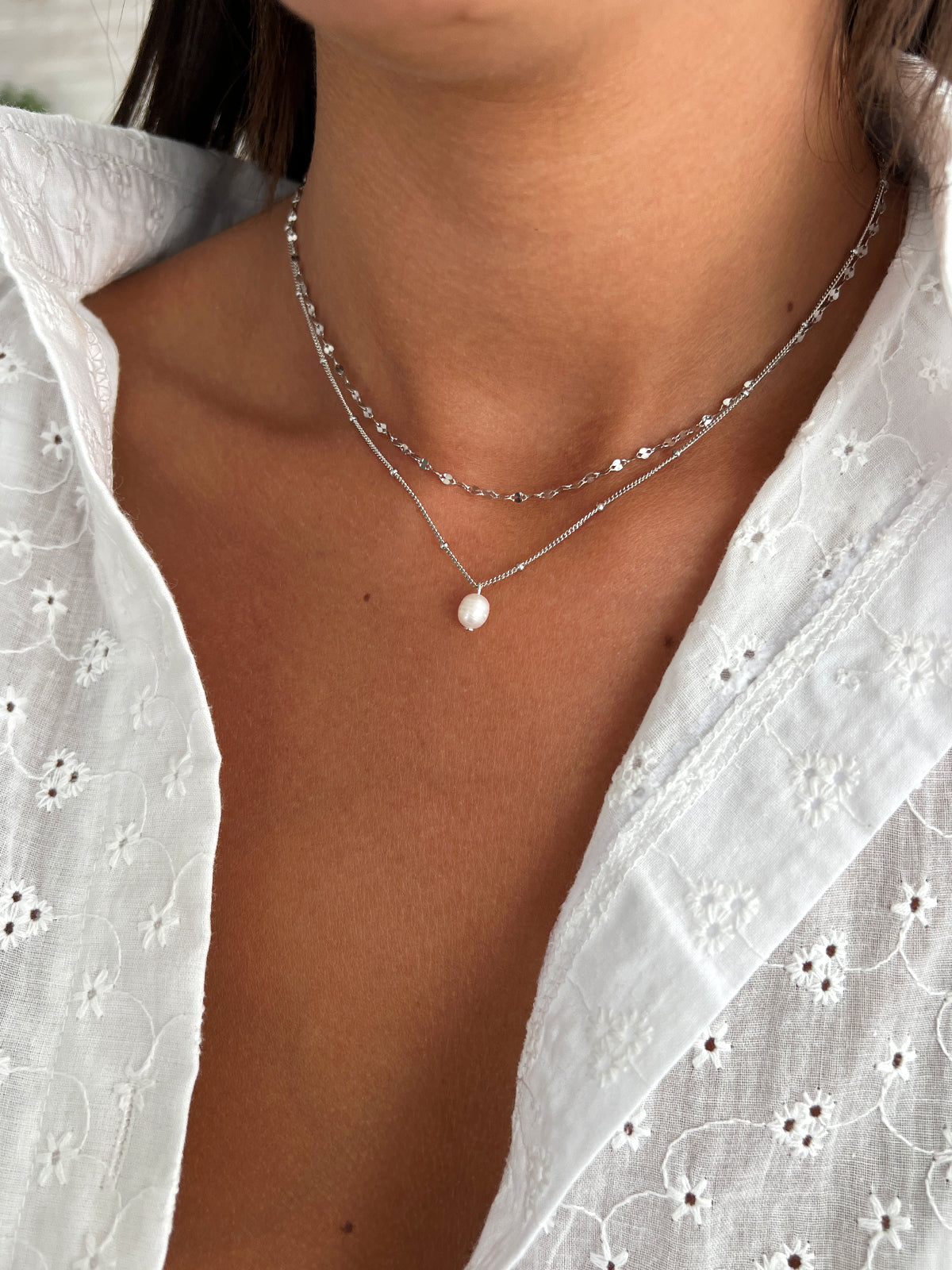 שרשרת כפולה פנינה