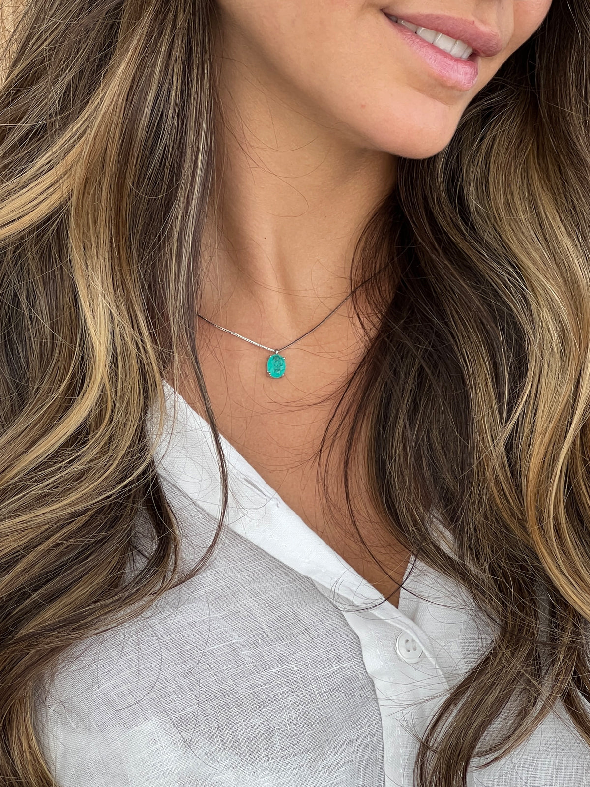 שרשרת סוליטר אליפסה טורקיז