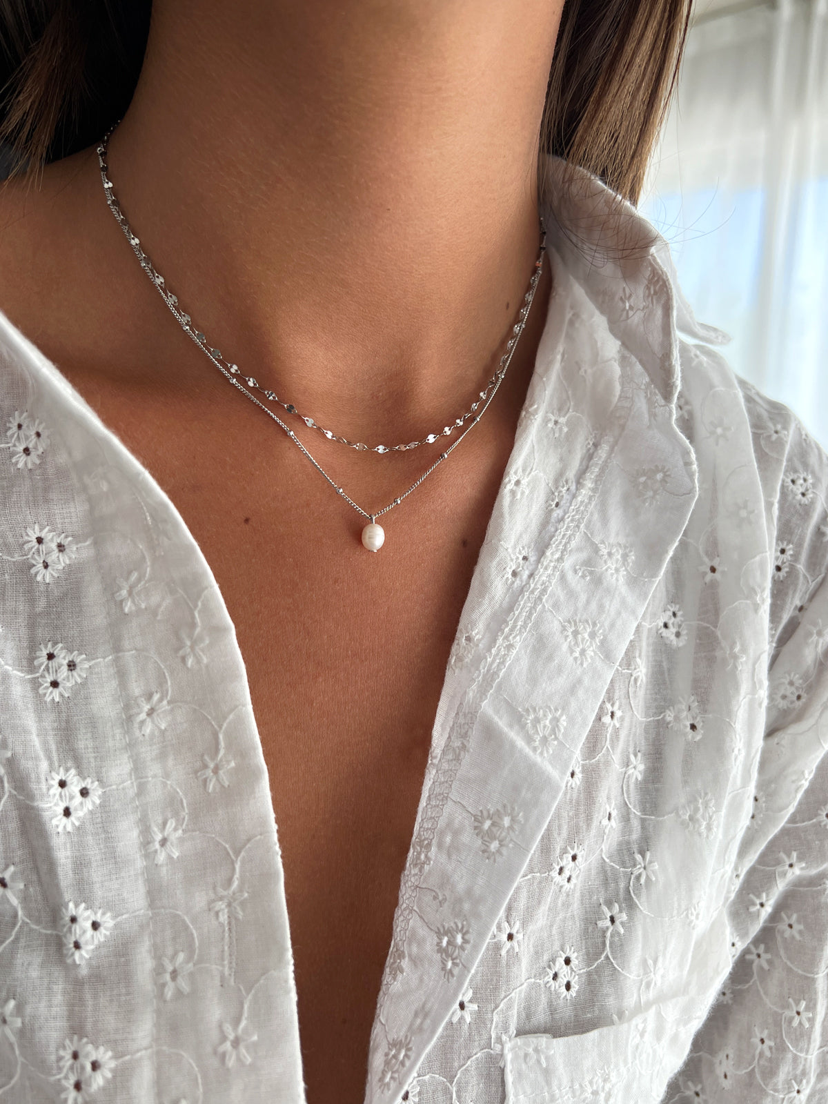 שרשרת כפולה פנינה