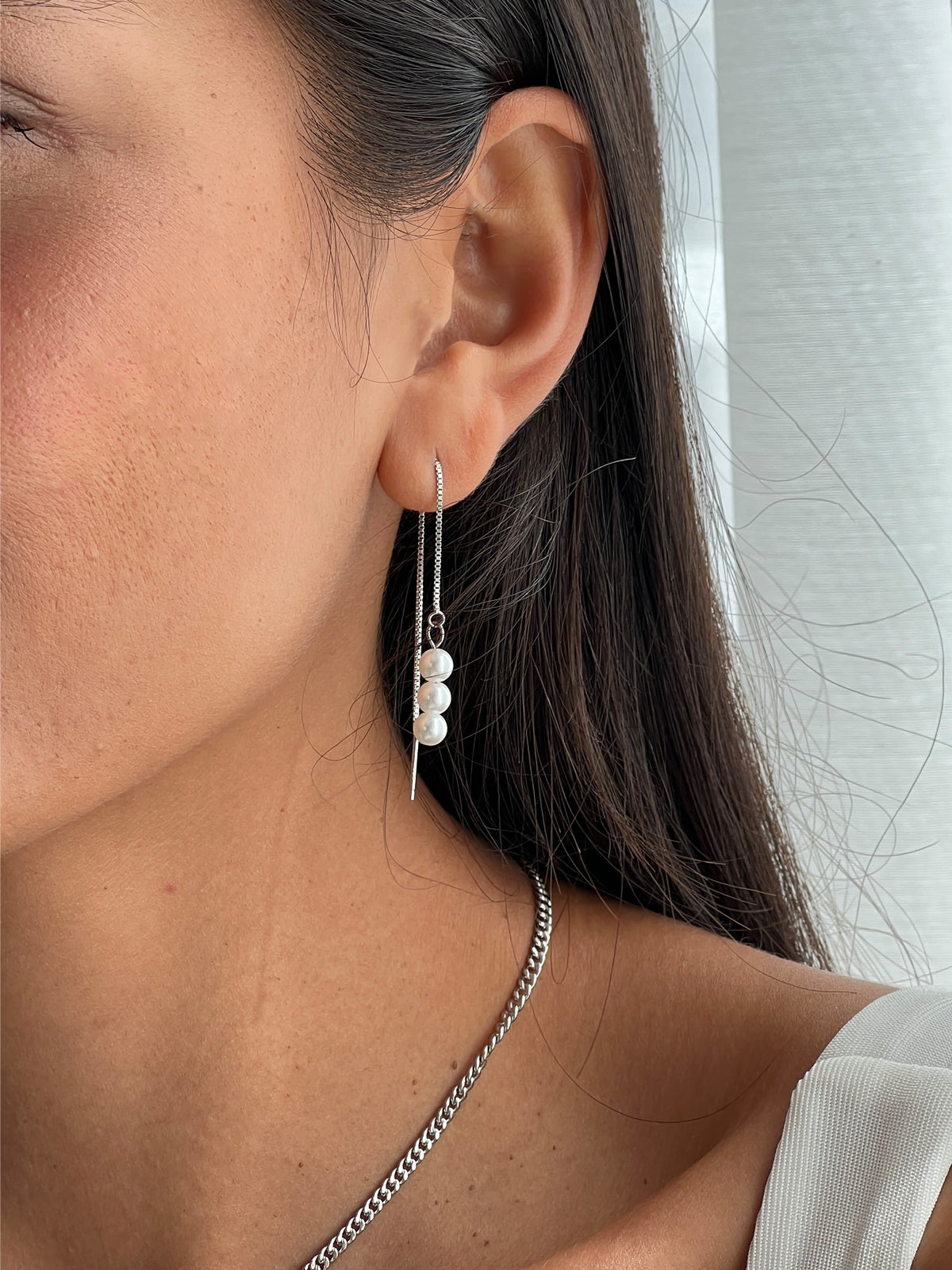 עגיל שרשרת ופנינים