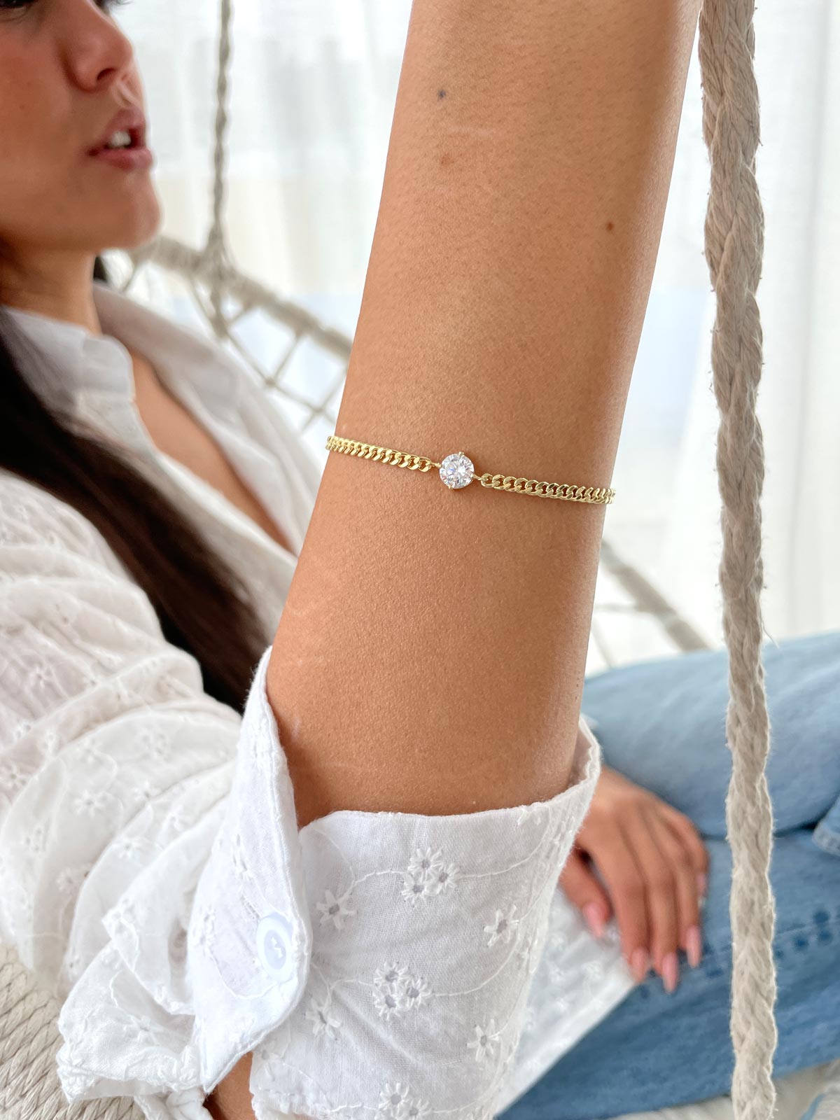 צמיד חוליות סוליטר גדול