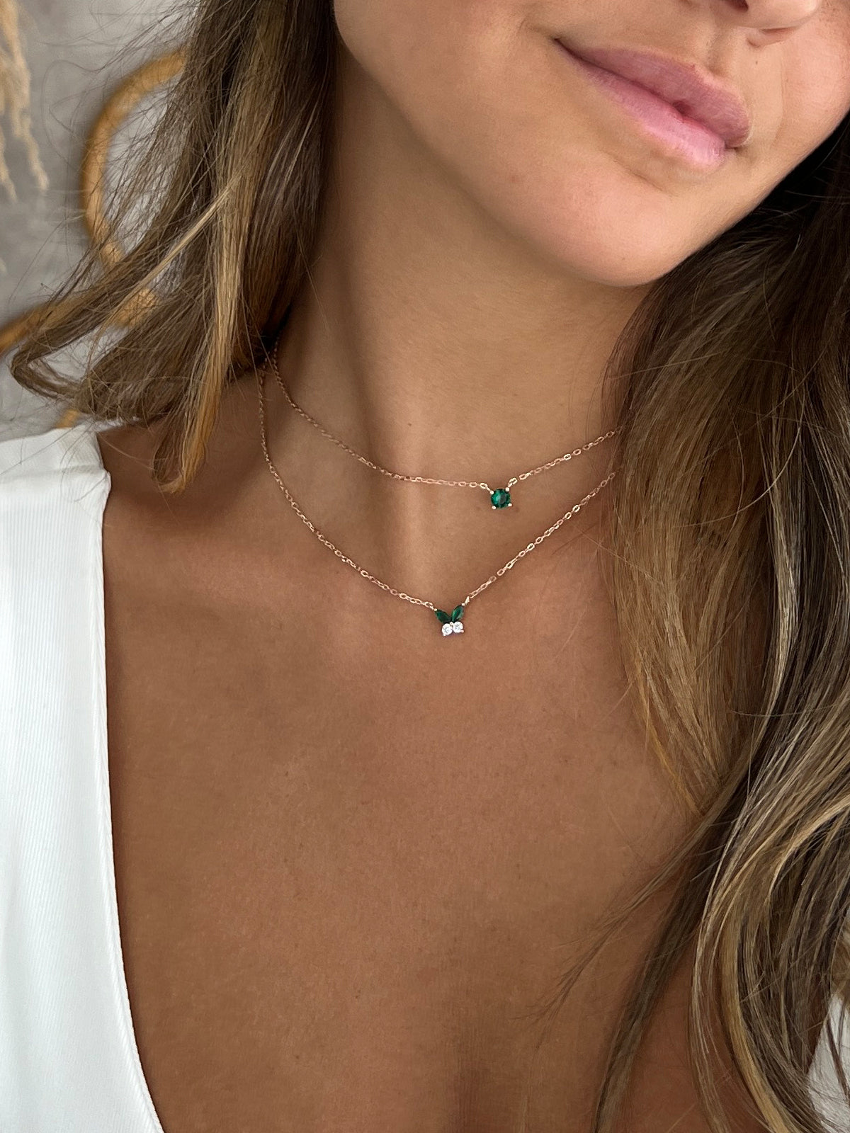 שרשרת צמודה סוליטר ירוק