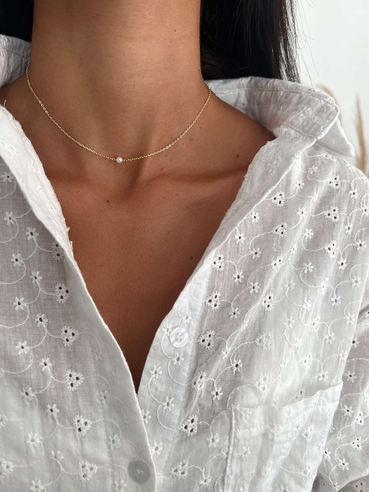 שרשרת צמודה פנינה קטנה