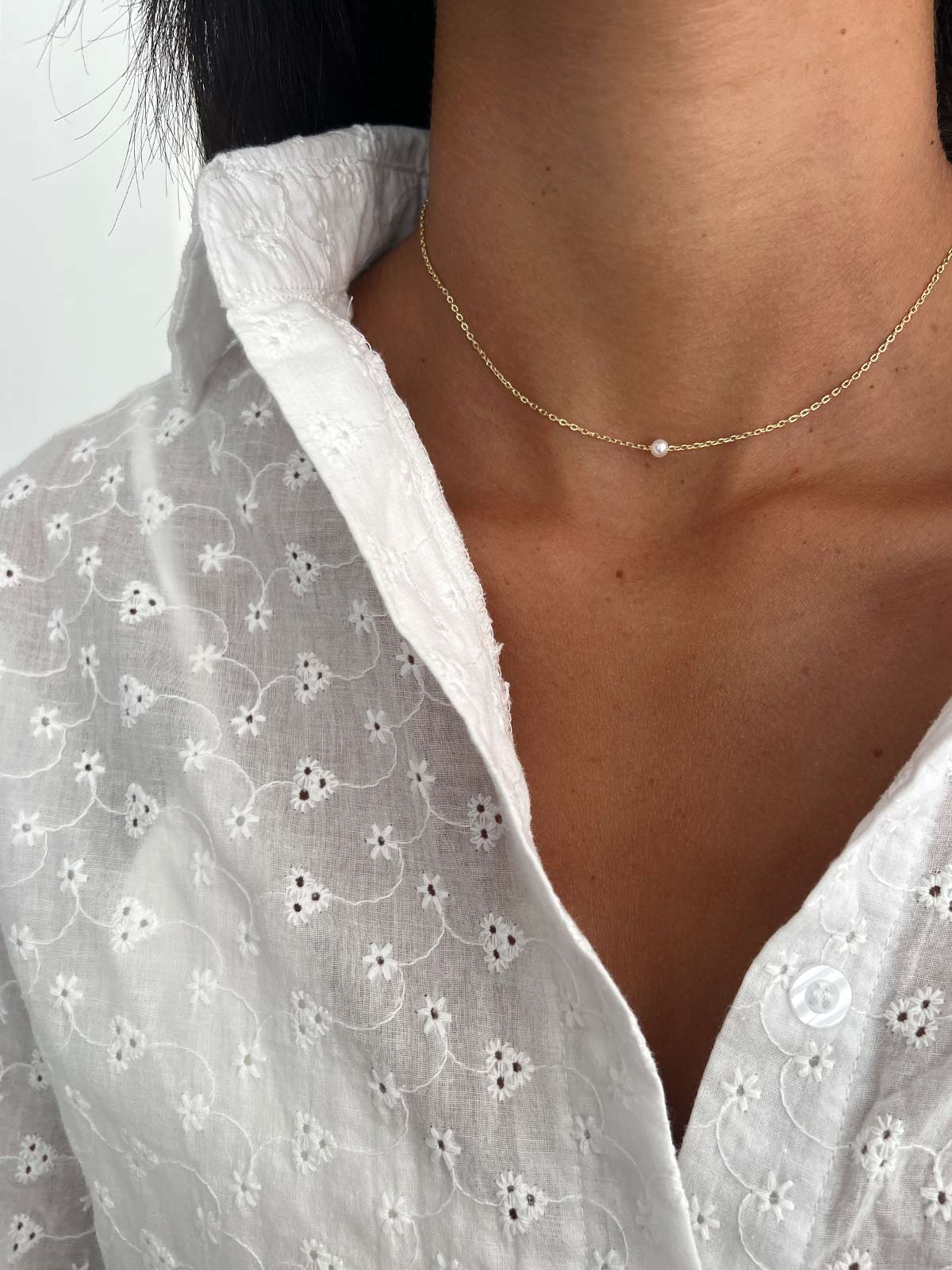 שרשרת צמודה פנינה קטנה