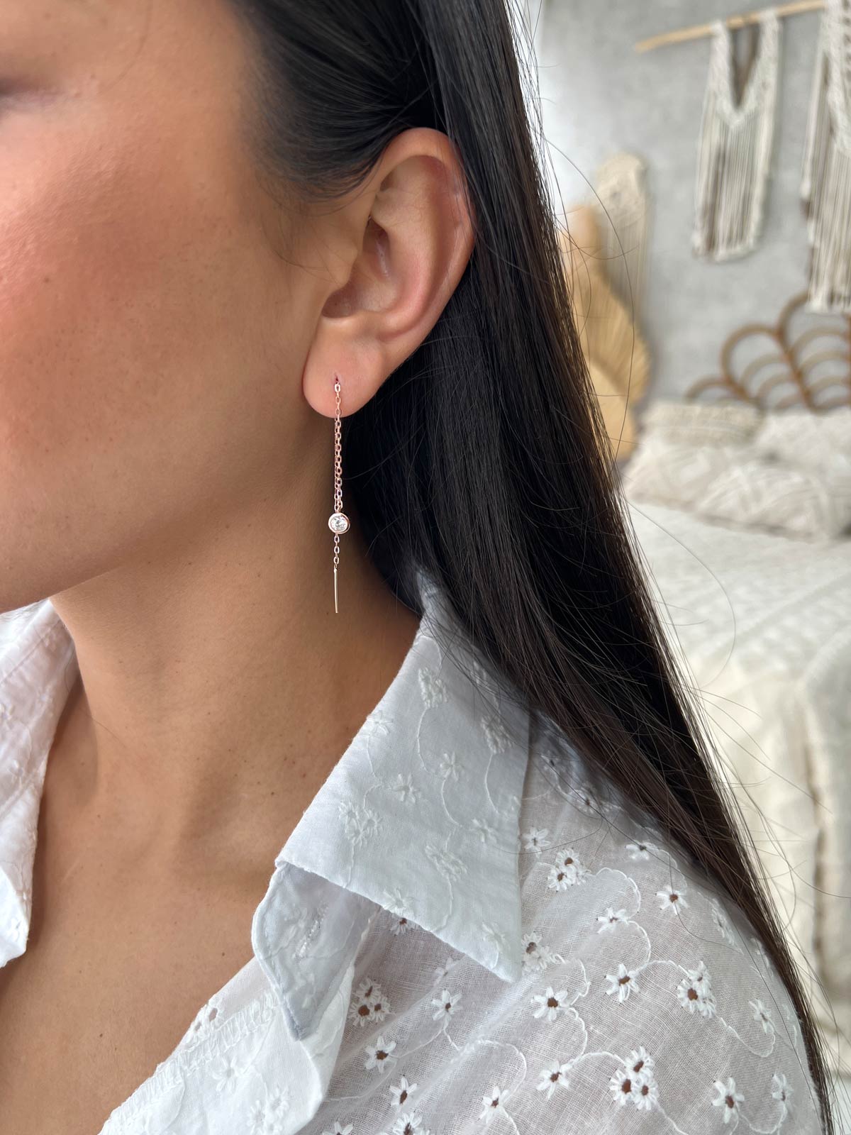 עגיל שרשרת סוליטר גדול