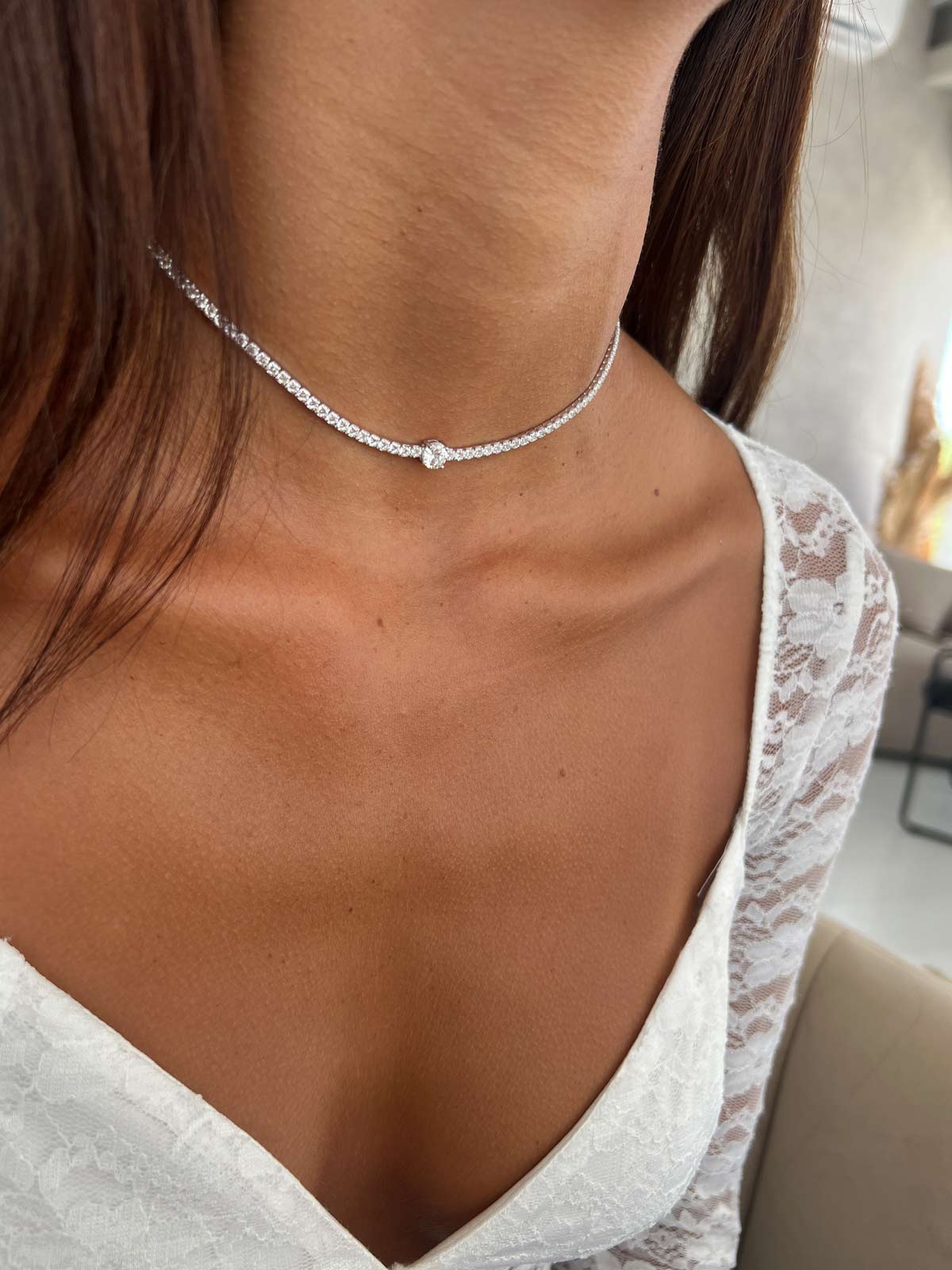 שרשרת צ'וקר טניס סוליטר