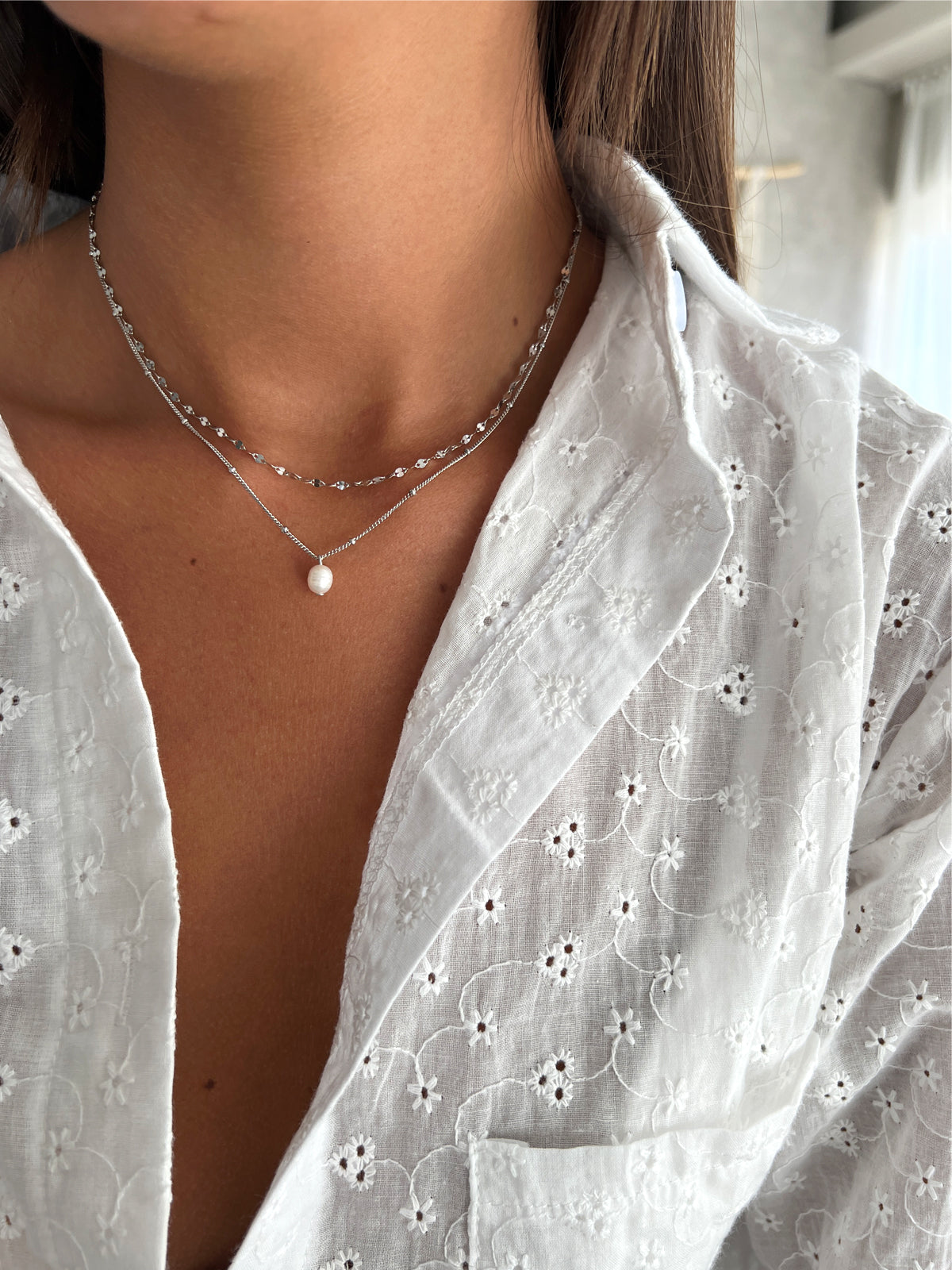 שרשרת כפולה פנינה