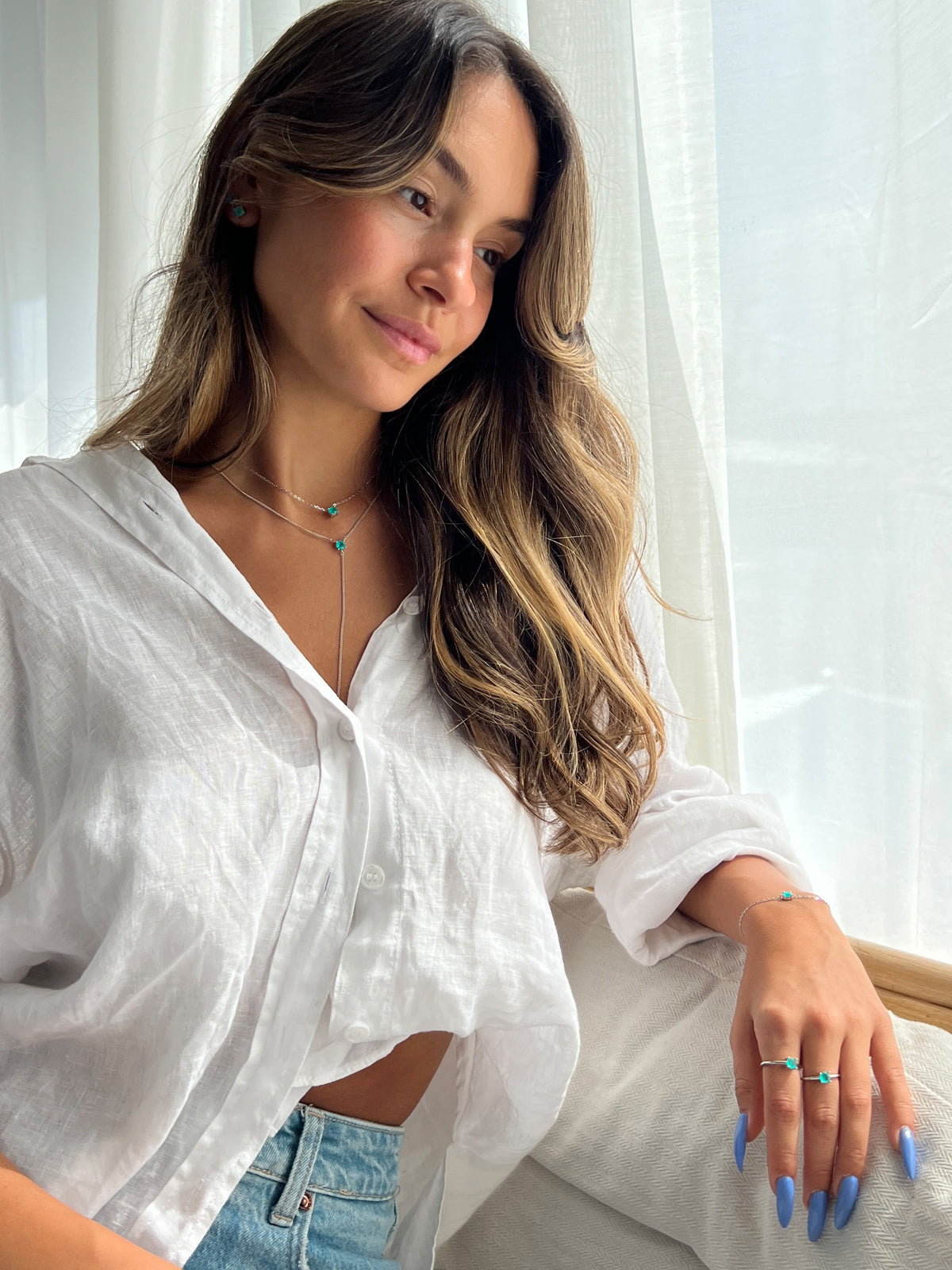 שרשרת צמודה סוליטר טורקיז