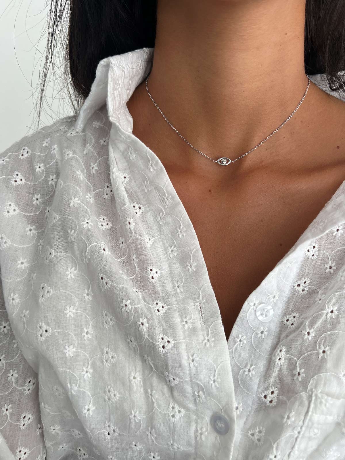 שרשרת צמודה עין קטנה חלקה