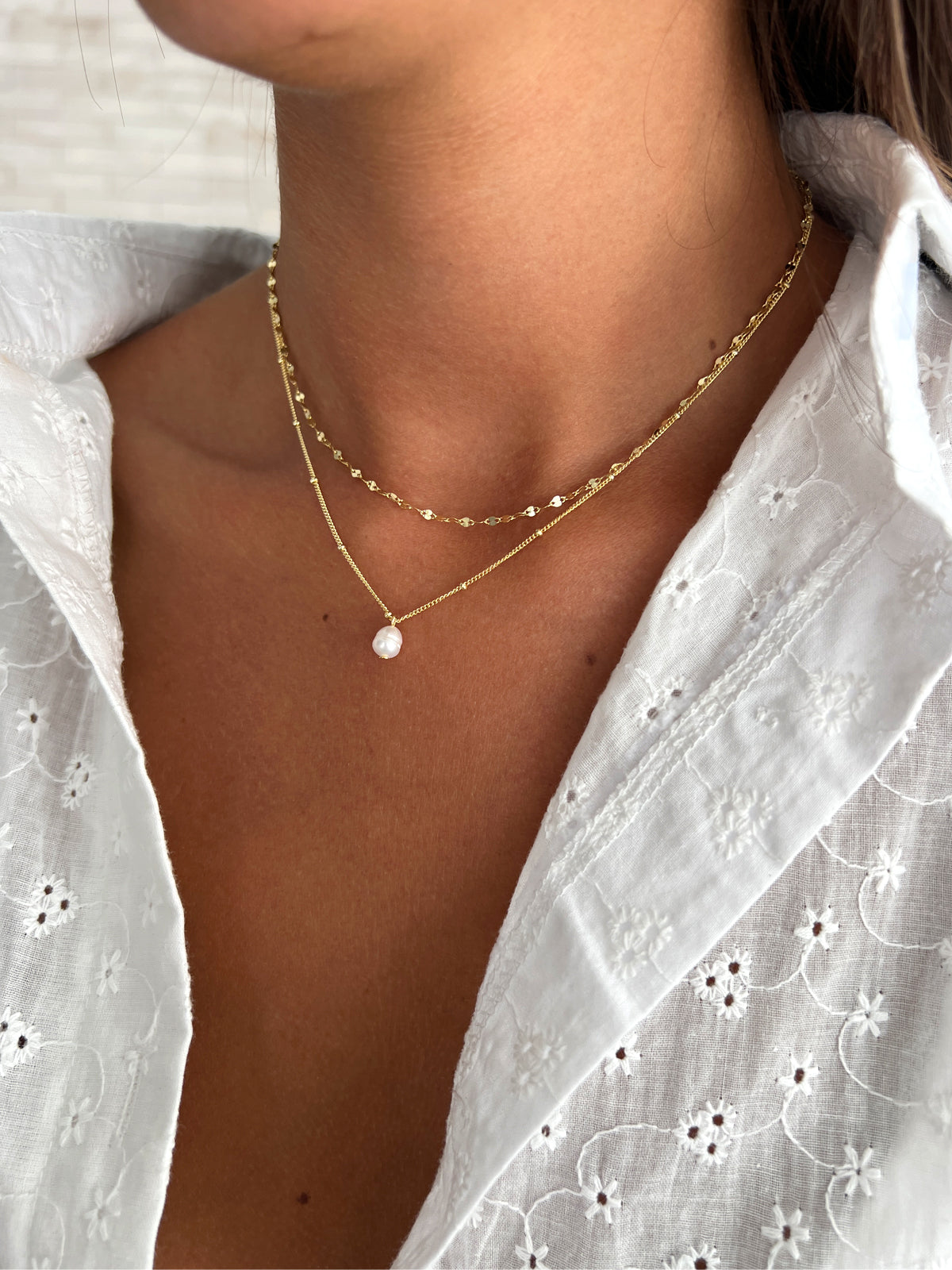 שרשרת כפולה פנינה