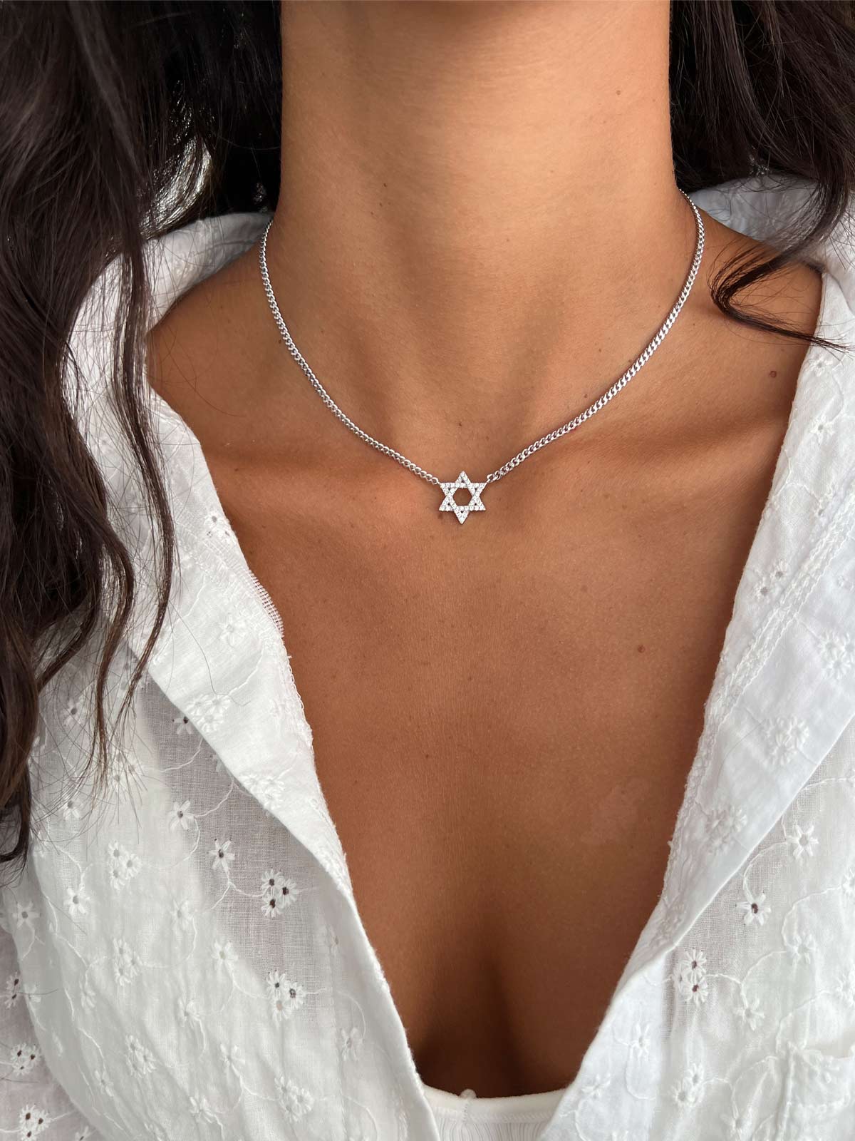 שרשרת חוליות עבות מגן דוד גדול