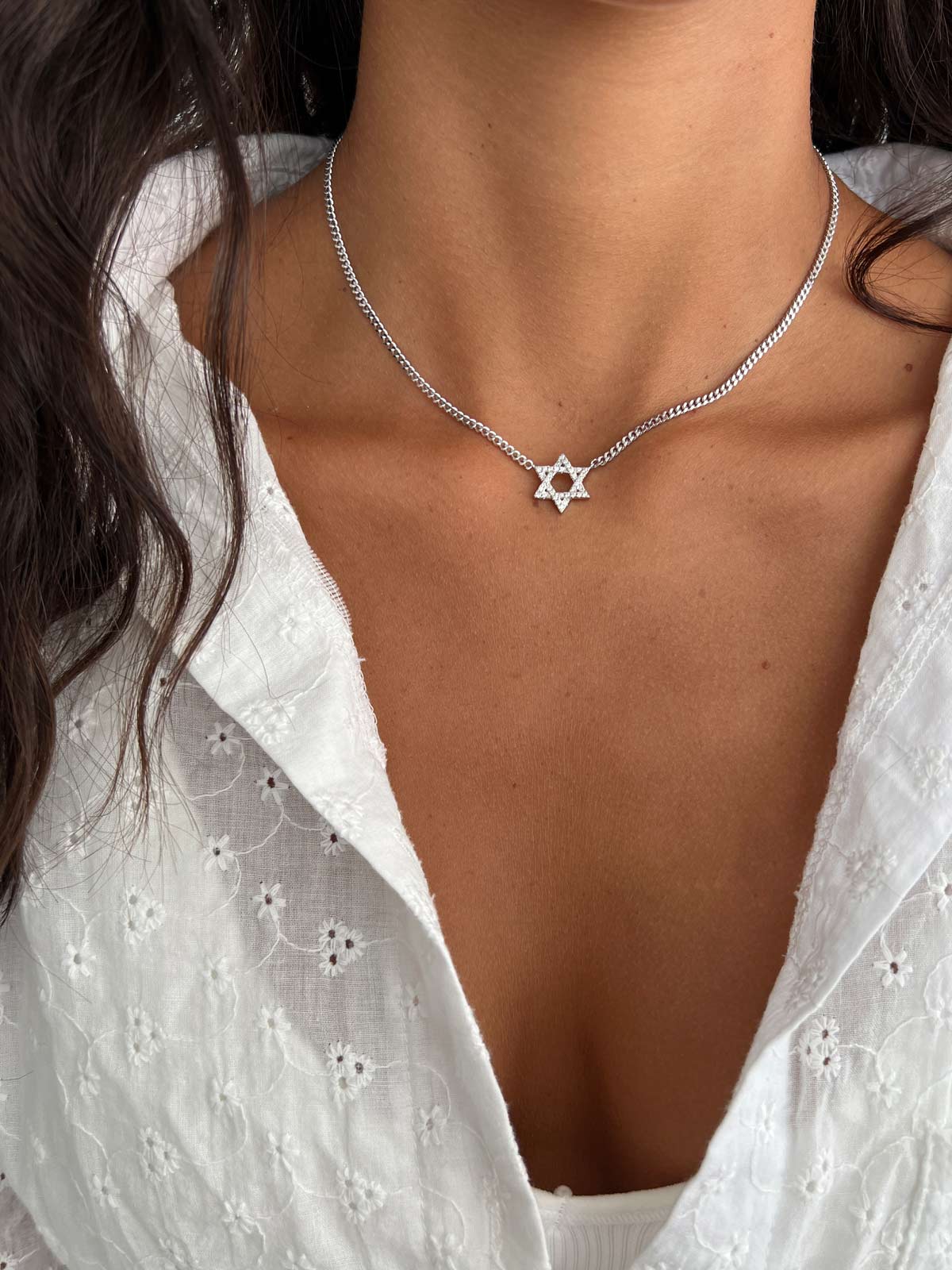 שרשרת חוליות עבות מגן דוד גדול