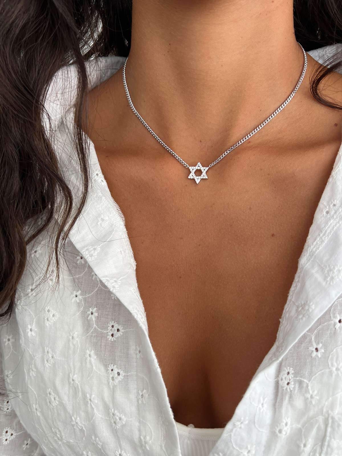 שרשרת חוליות עבות מגן דוד גדול