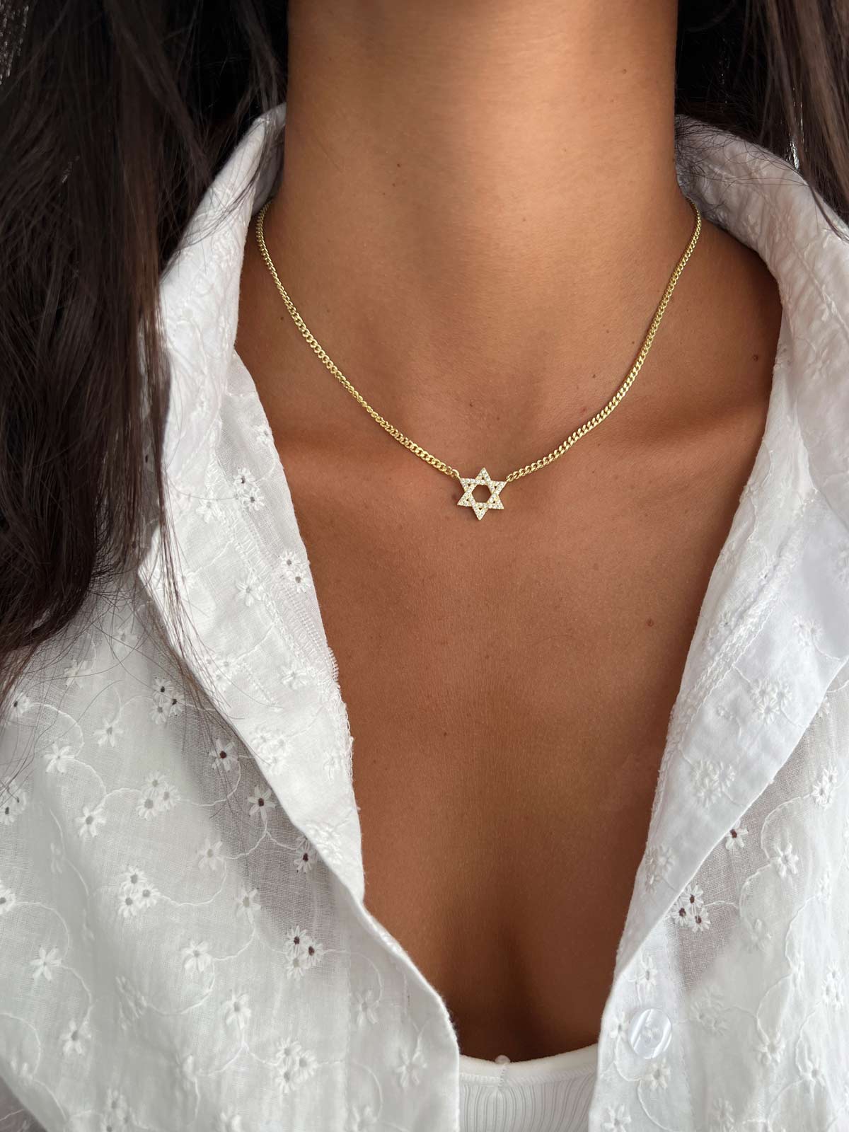 שרשרת חוליות עבות מגן דוד גדול