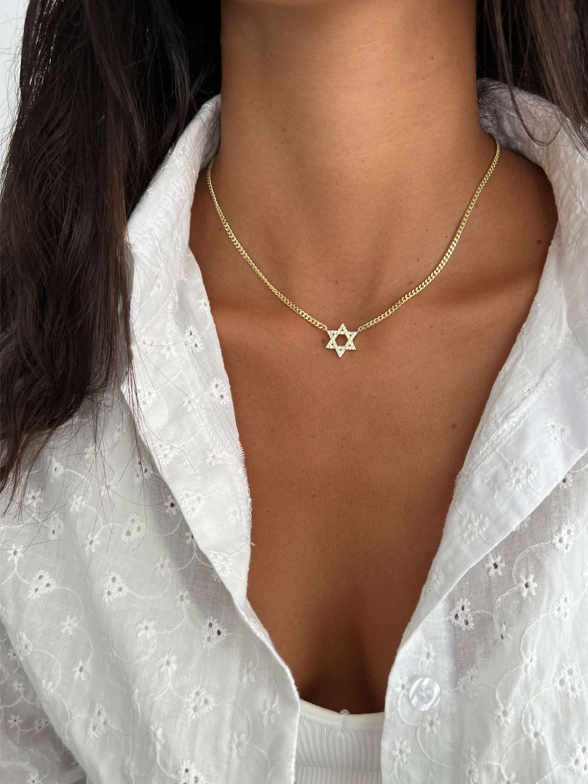 שרשרת חוליות עבות מגן דוד גדול