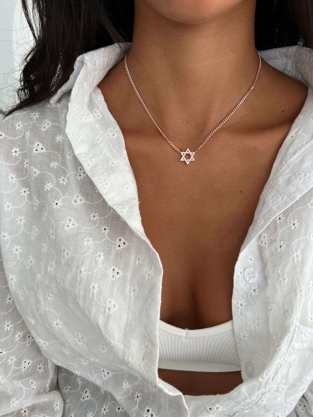 שרשרת חוליות עבות מגן דוד גדול