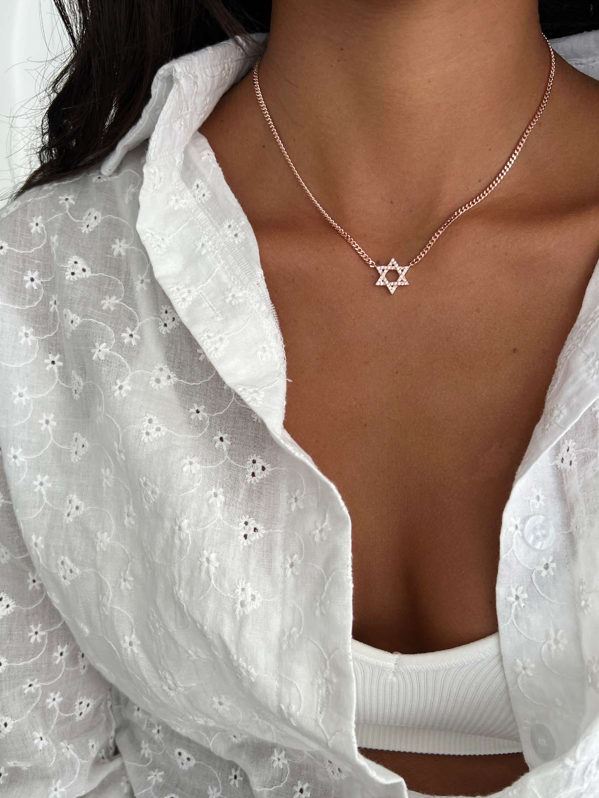 שרשרת חוליות עבות מגן דוד גדול