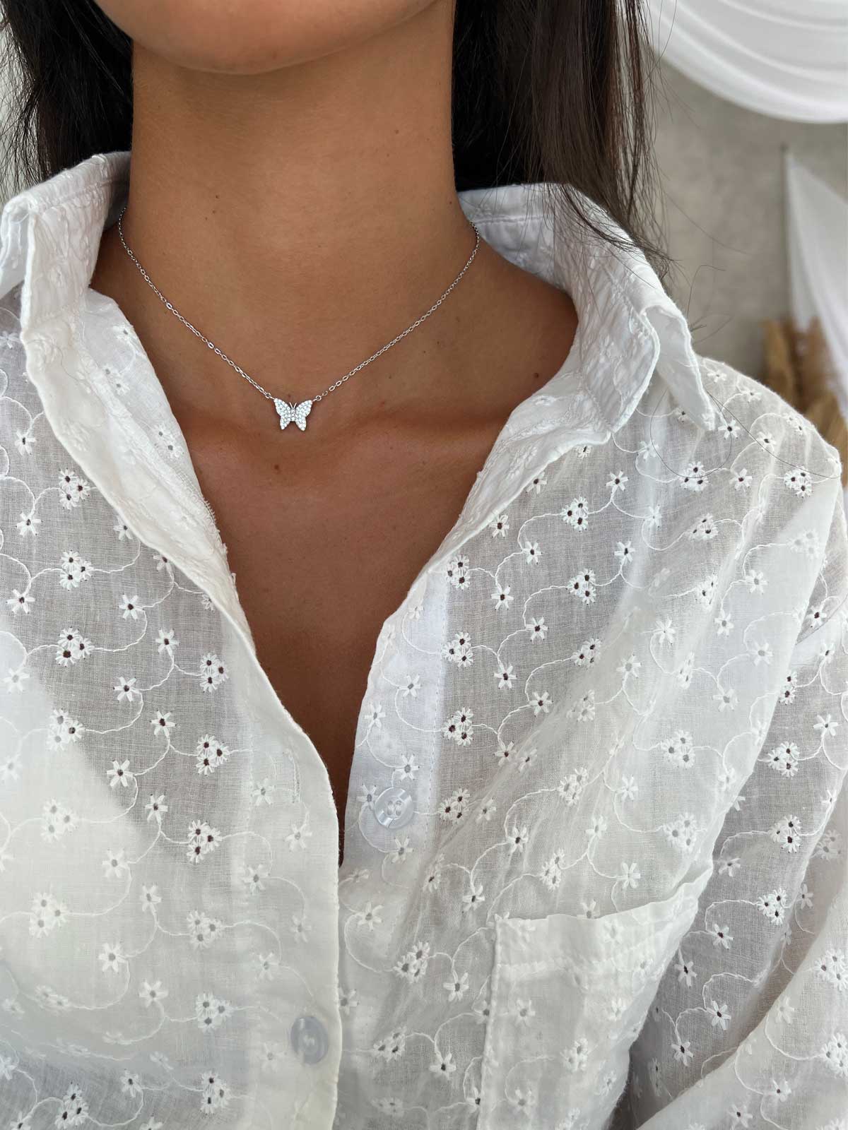 שרשרת פרפר משובץ