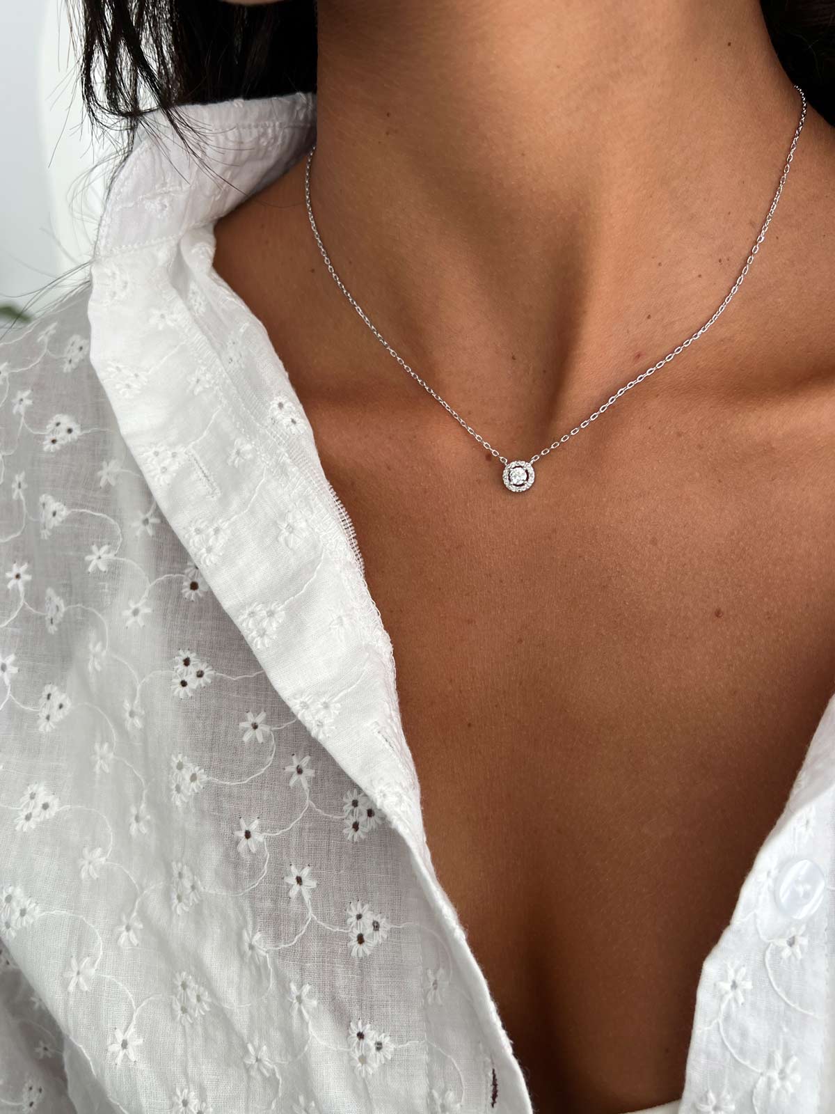 שרשרת צמודה סוליטר משובץ