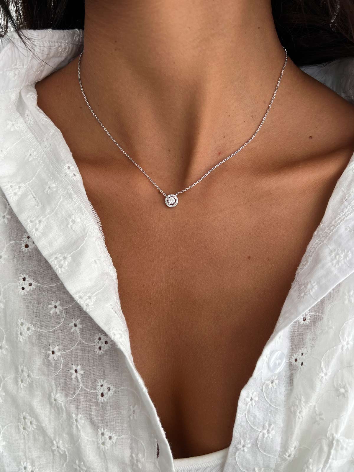 שרשרת צמודה סוליטר משובץ