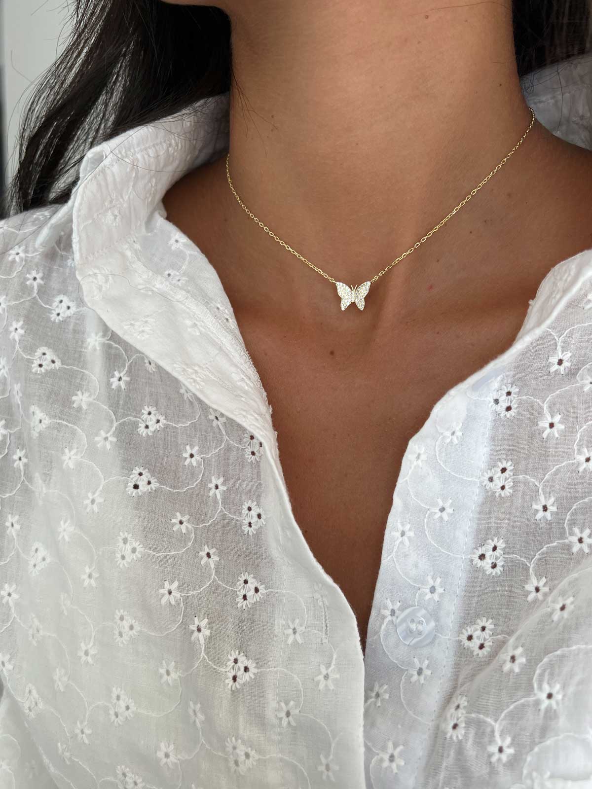 שרשרת פרפר משובץ