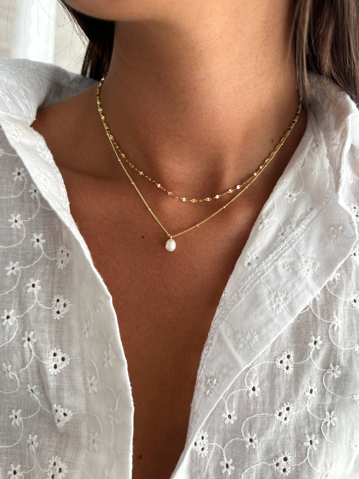 שרשרת כפולה פנינה