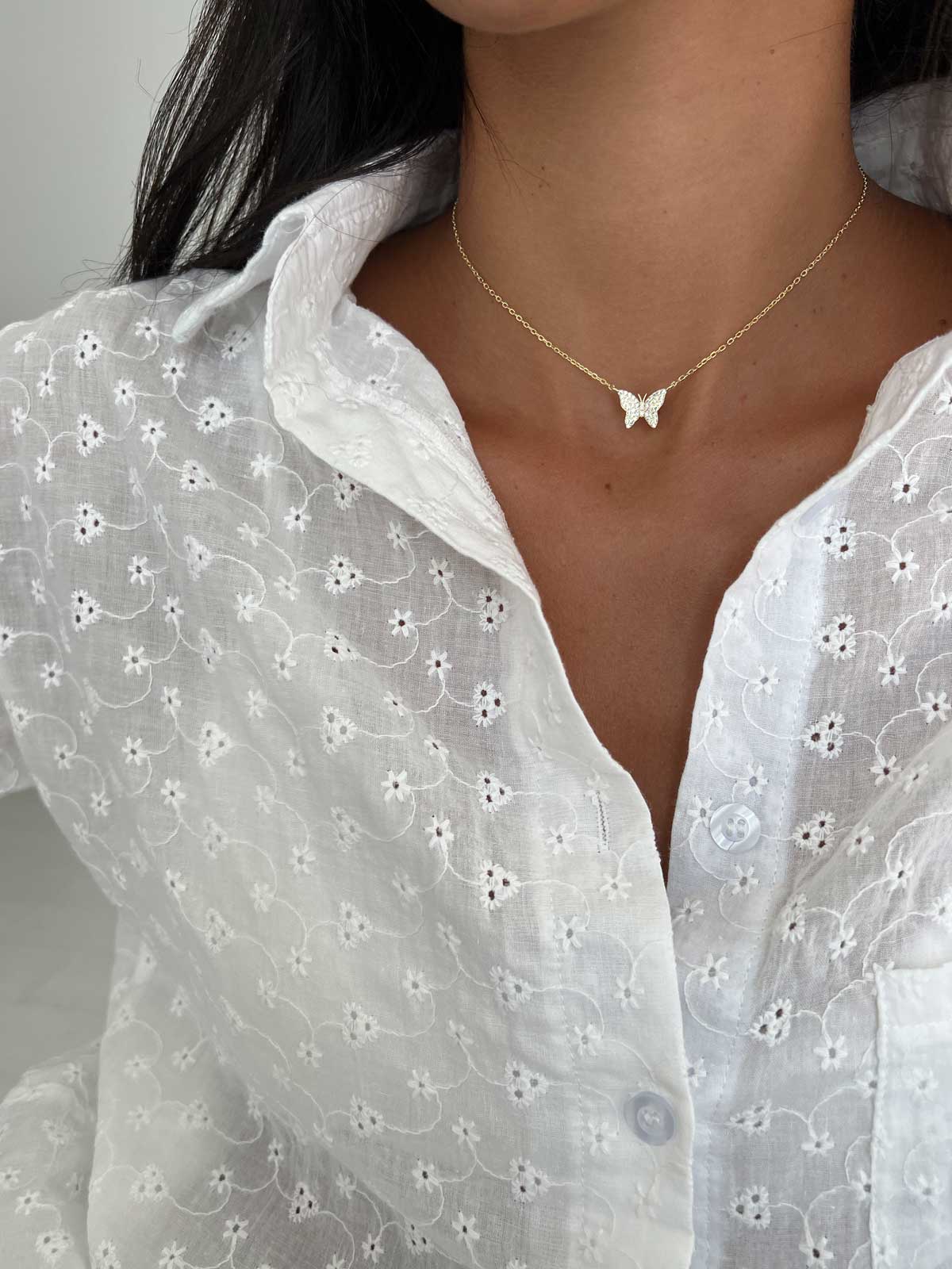 שרשרת פרפר משובץ