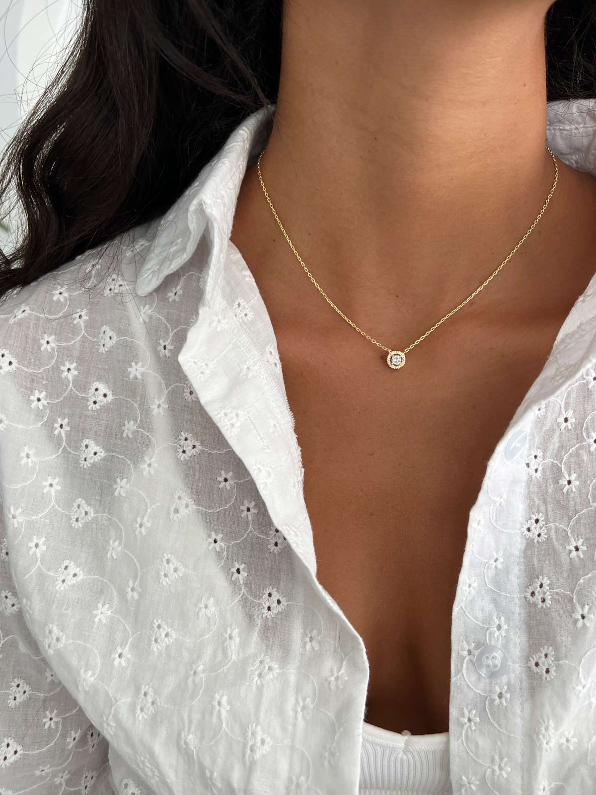 שרשרת צמודה סוליטר משובץ