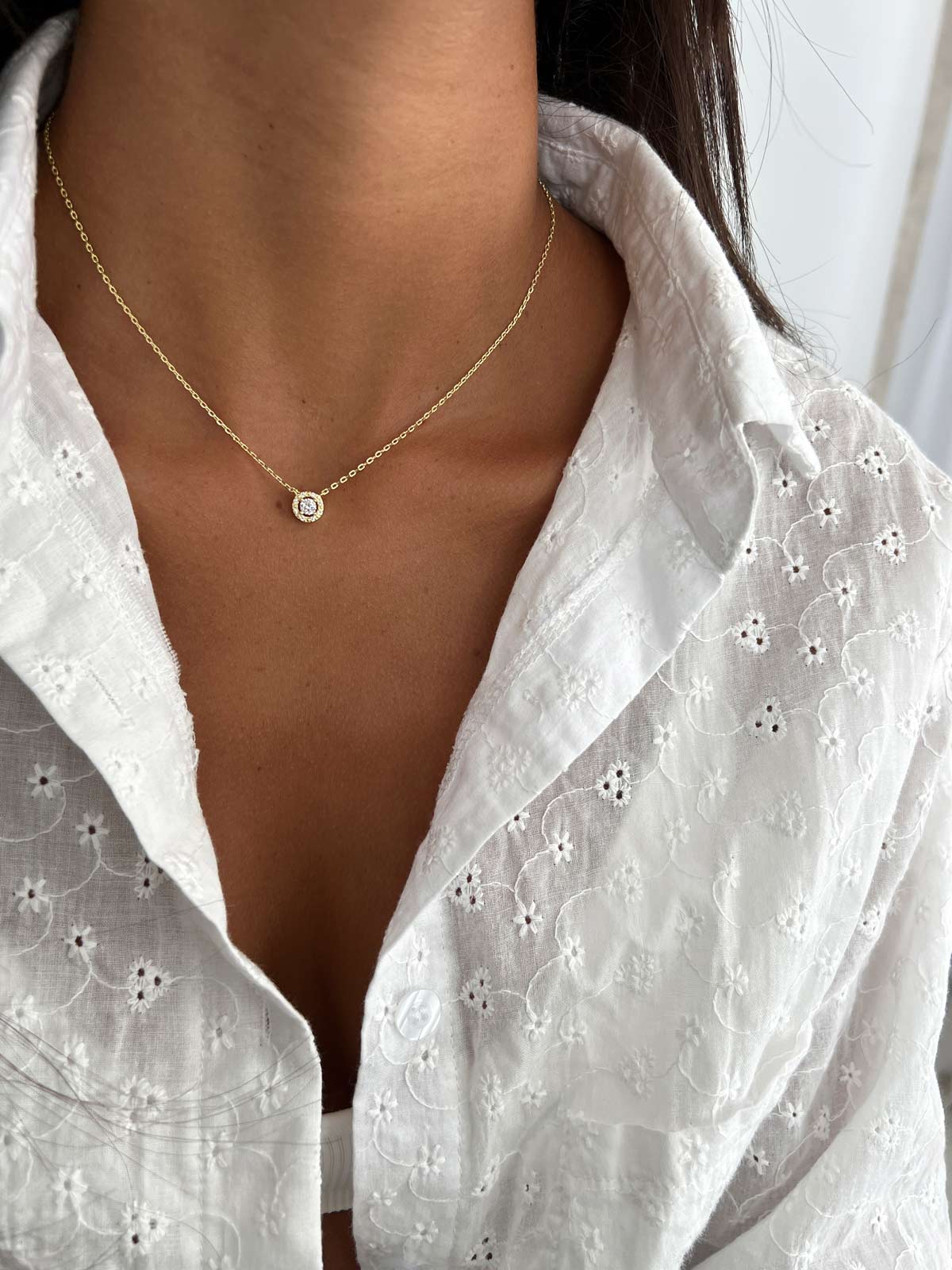 שרשרת צמודה סוליטר משובץ