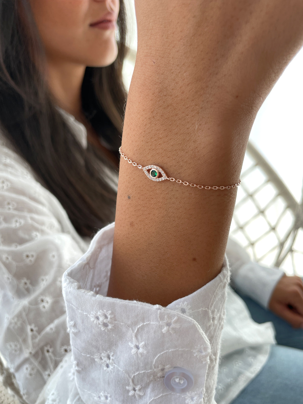 צמיד עין קטנה אבן ירוקה