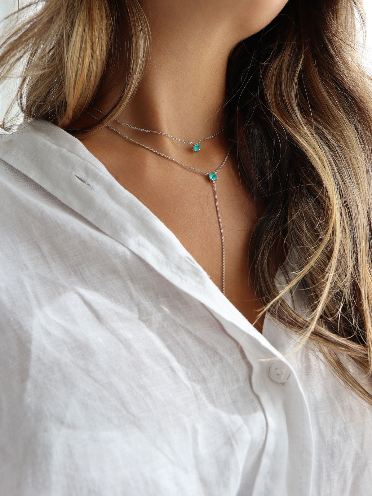 שרשרת צמודה סוליטר טורקיז