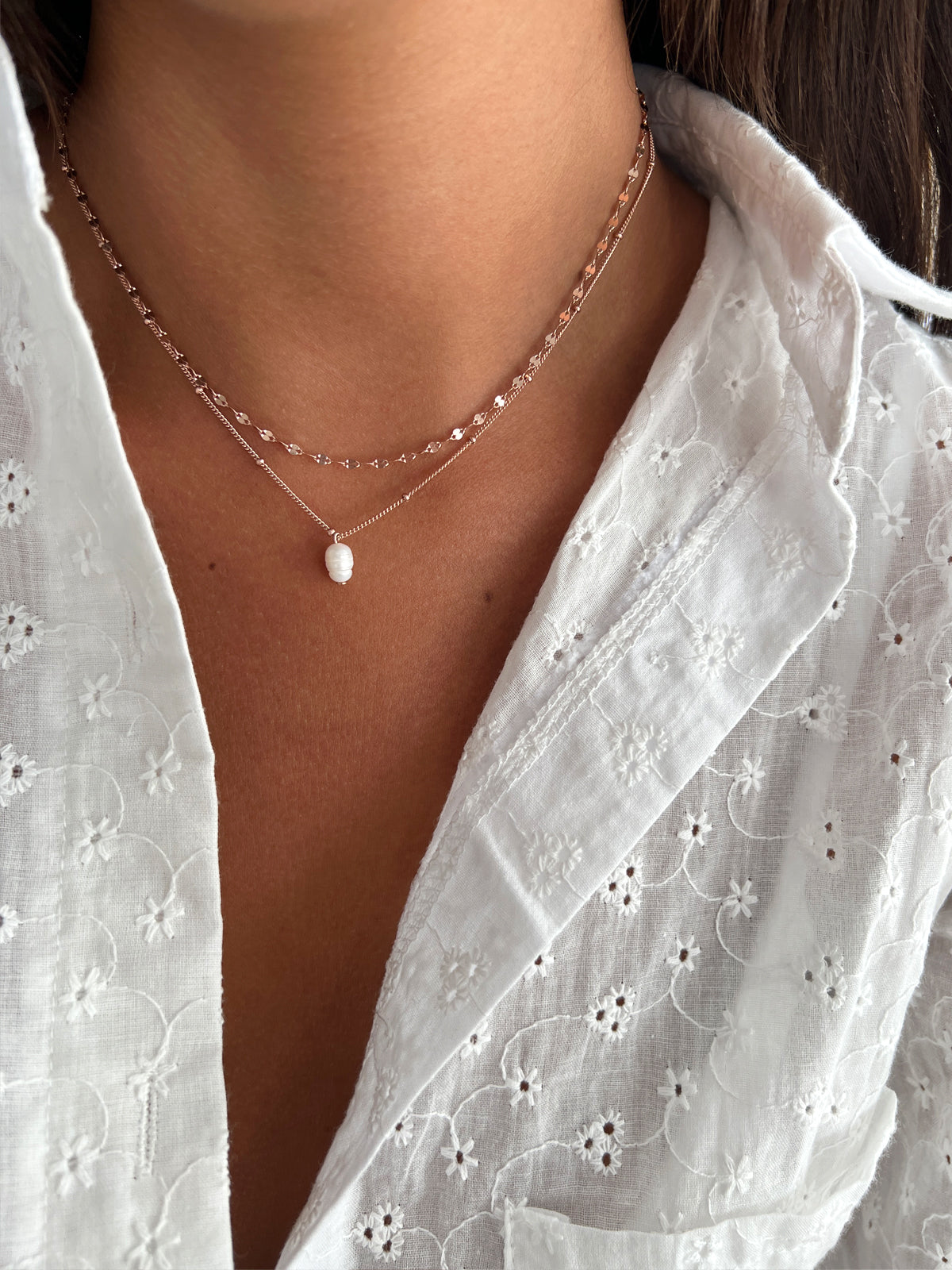 שרשרת כפולה פנינה