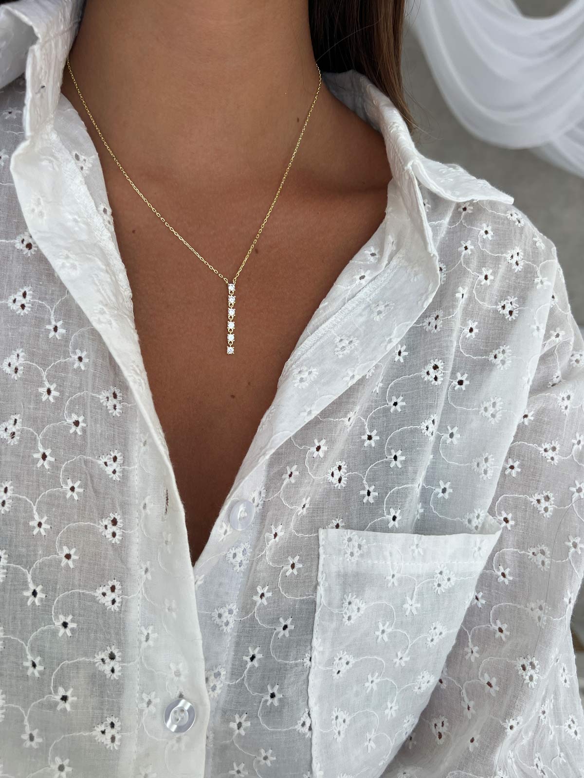 שרשרת זירקוני טניס נופלים