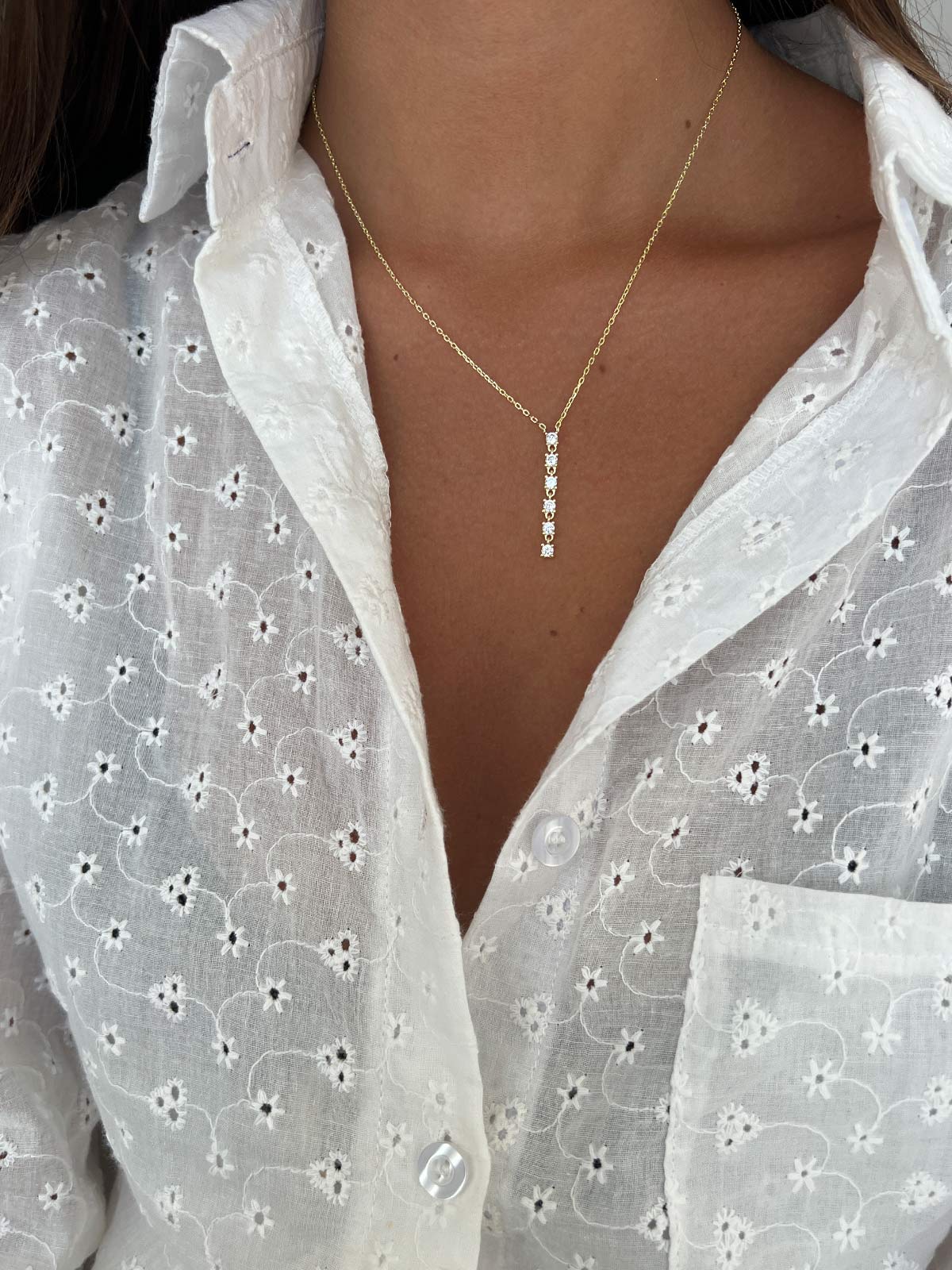 שרשרת זירקוני טניס נופלים