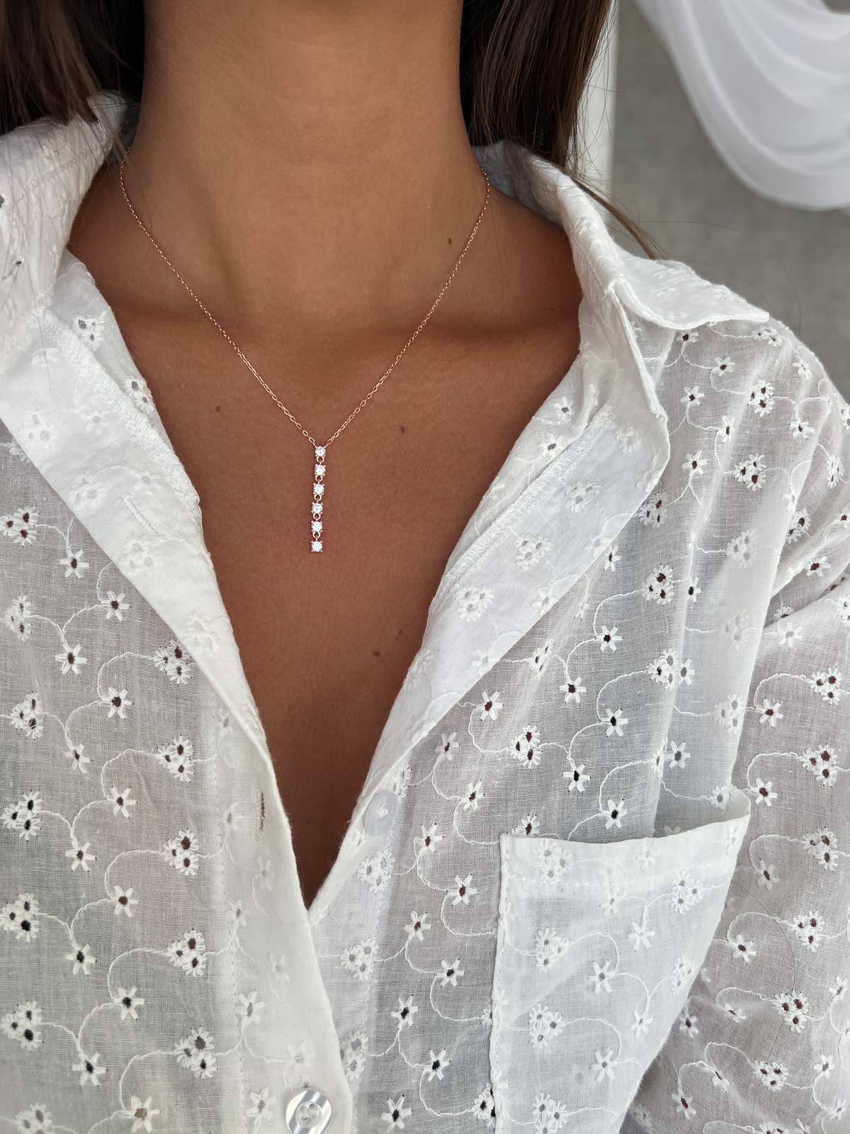 שרשרת זירקוני טניס נופלים