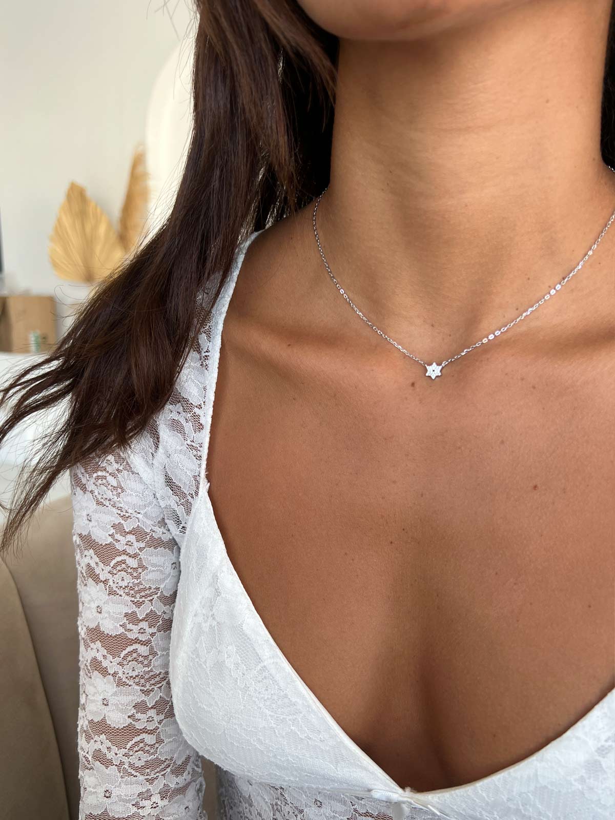 שרשרת מגן דוד משובץ