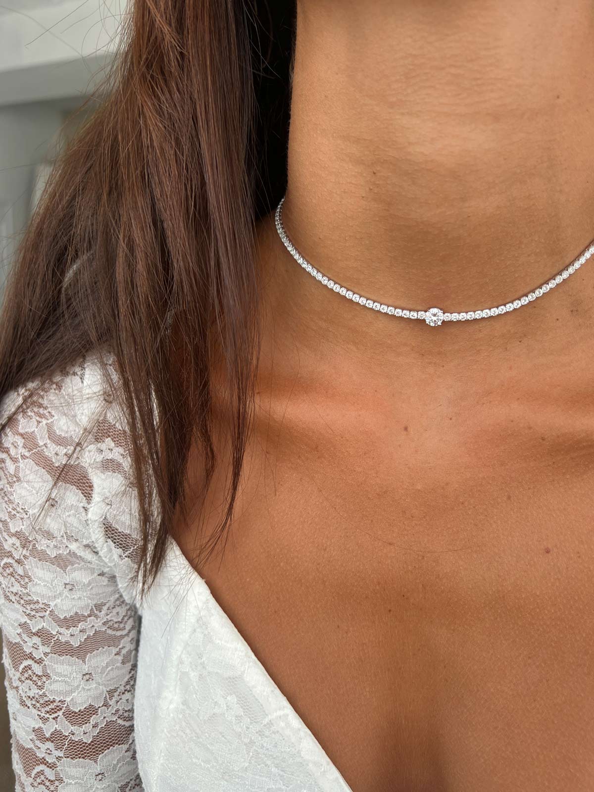 שרשרת צ'וקר טניס סוליטר