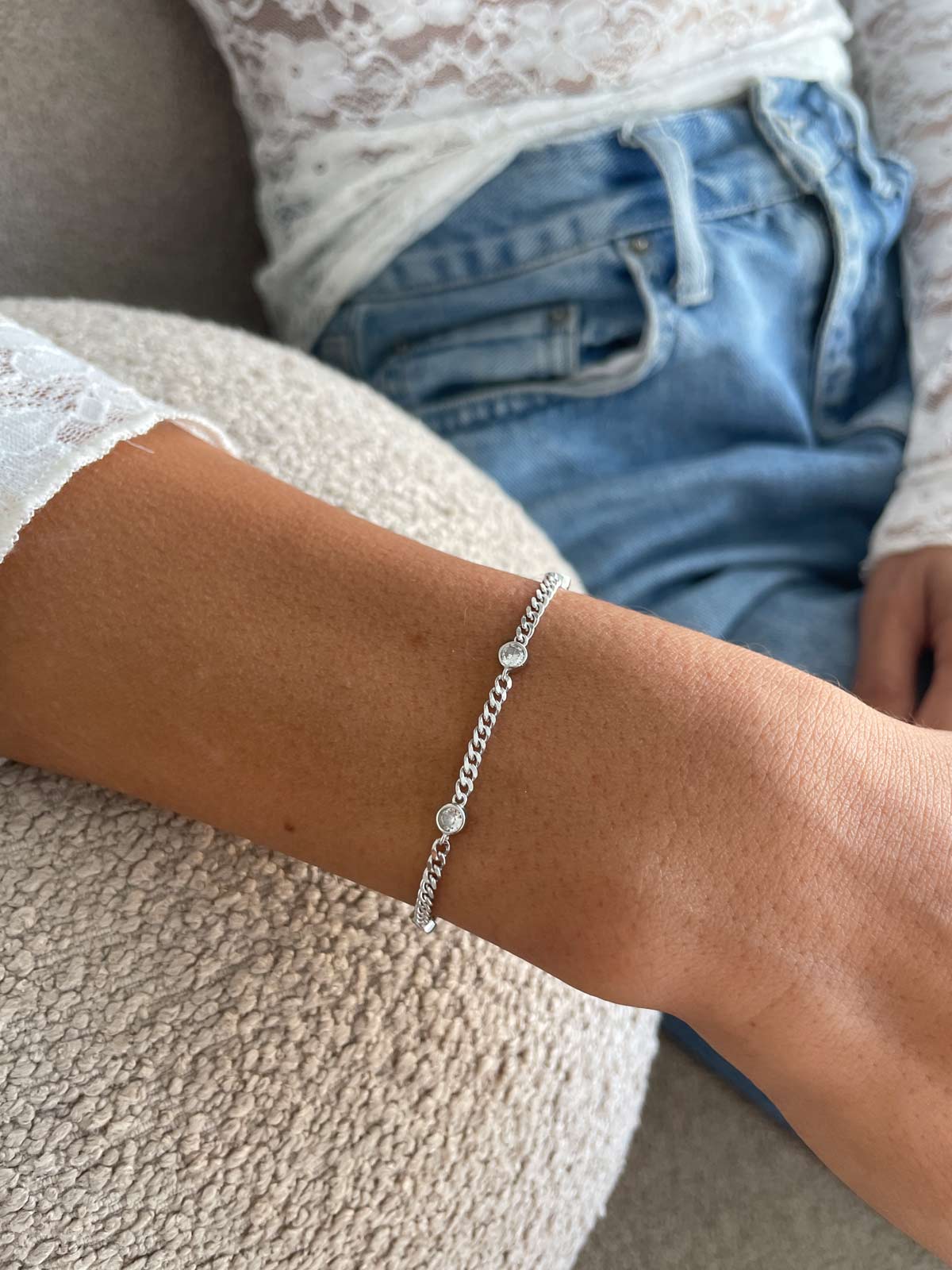 צמיד חוליות חמישה סוליטרים