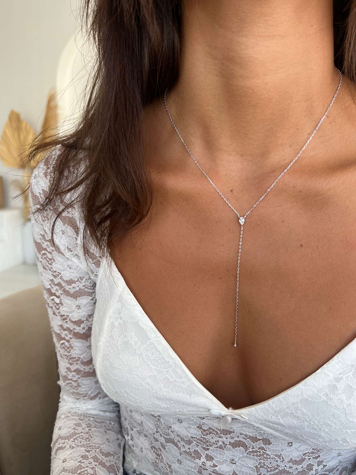 שרשרת עניבה סוליטר טיפה קטנה