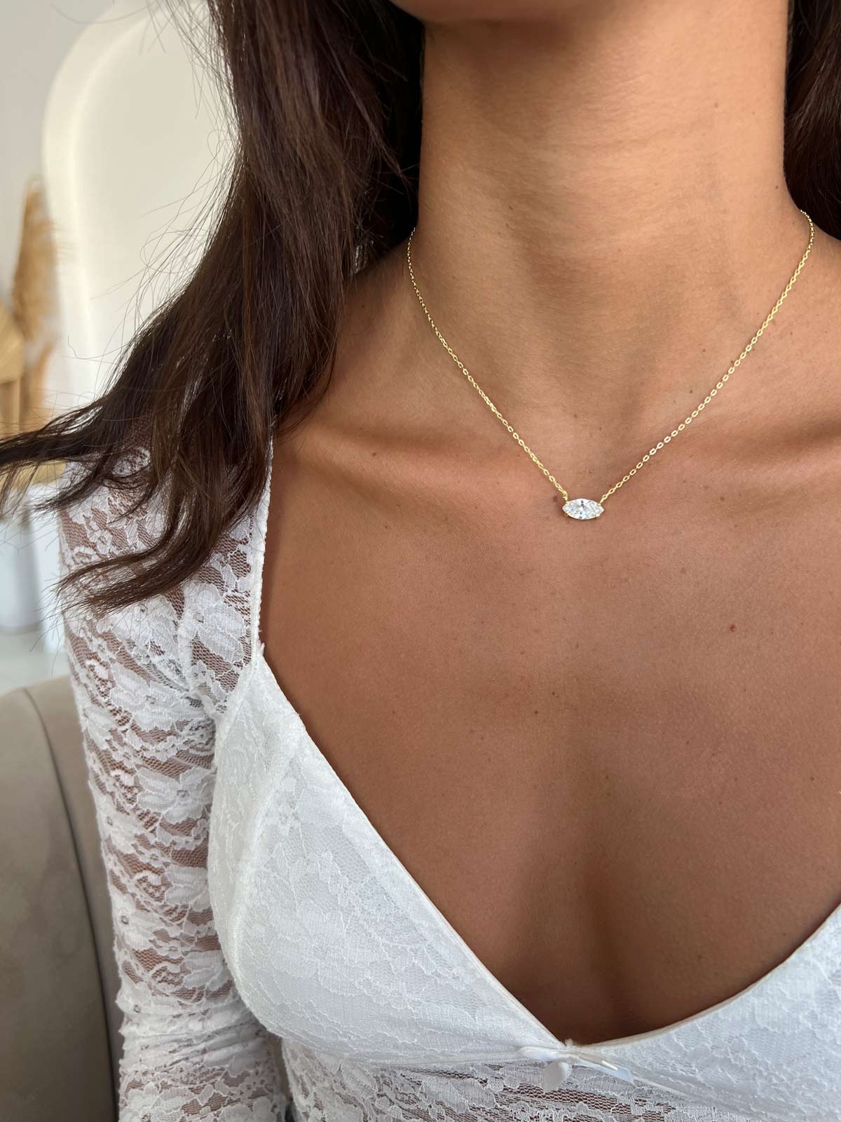 שרשרת צמודה מרקיזה גדולה