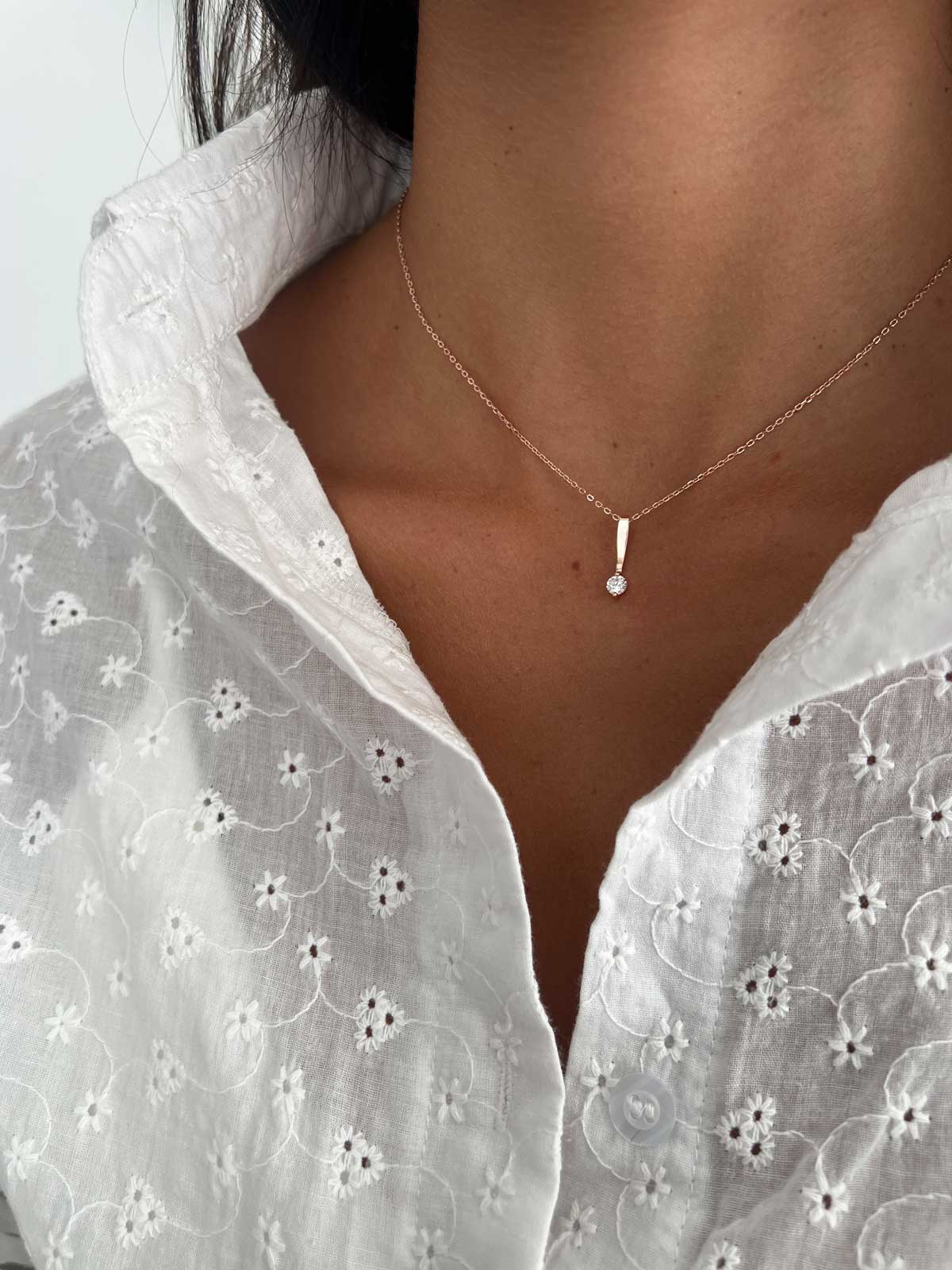 שרשרת סוליטר עגול נופל