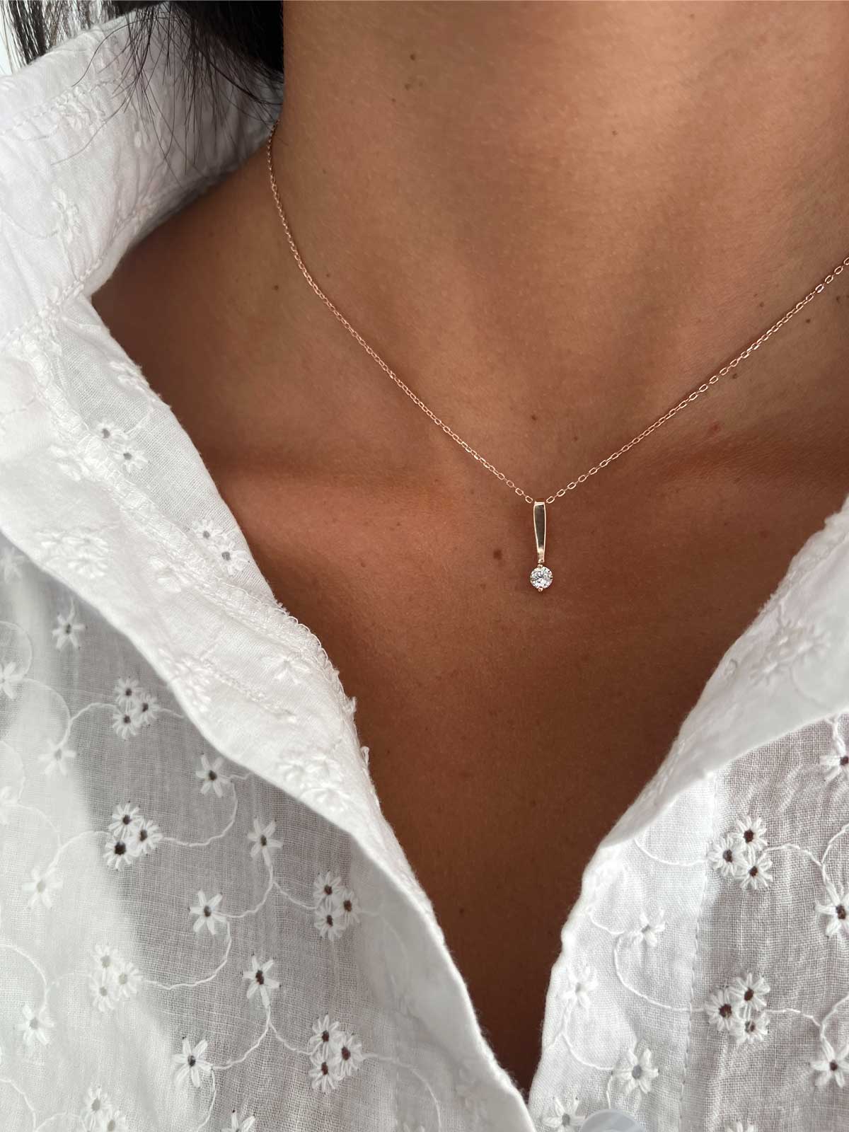 שרשרת סוליטר עגול נופל