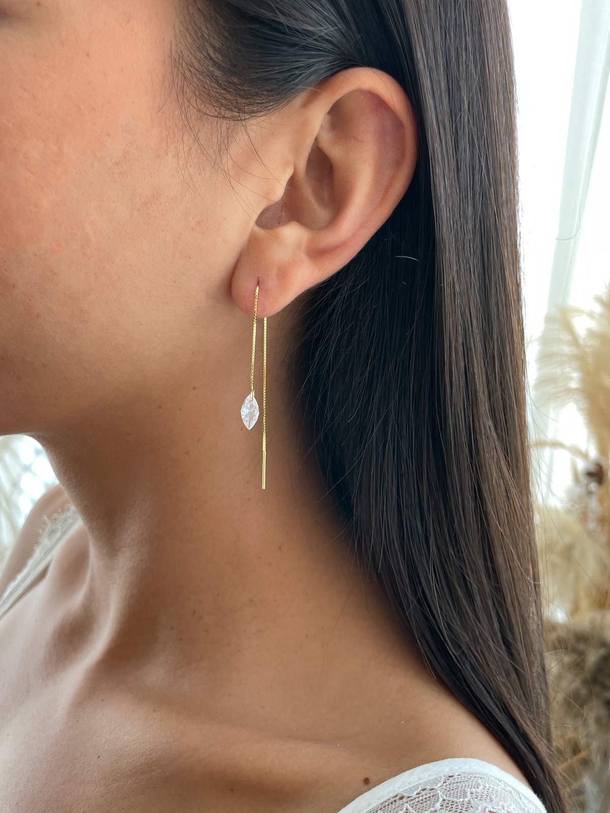 עגיל שרשרת סוליטר מרקיזה