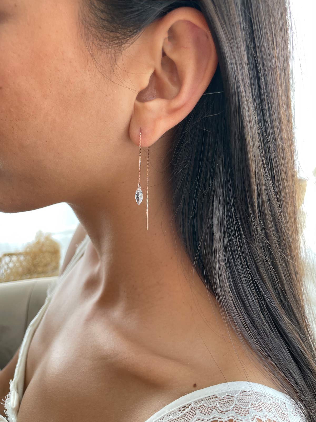 עגיל שרשרת סוליטר מרקיזה