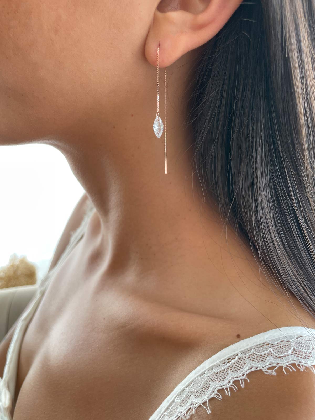 עגיל שרשרת סוליטר מרקיזה