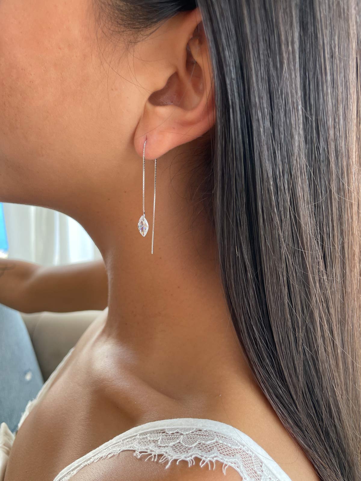 עגיל שרשרת סוליטר מרקיזה