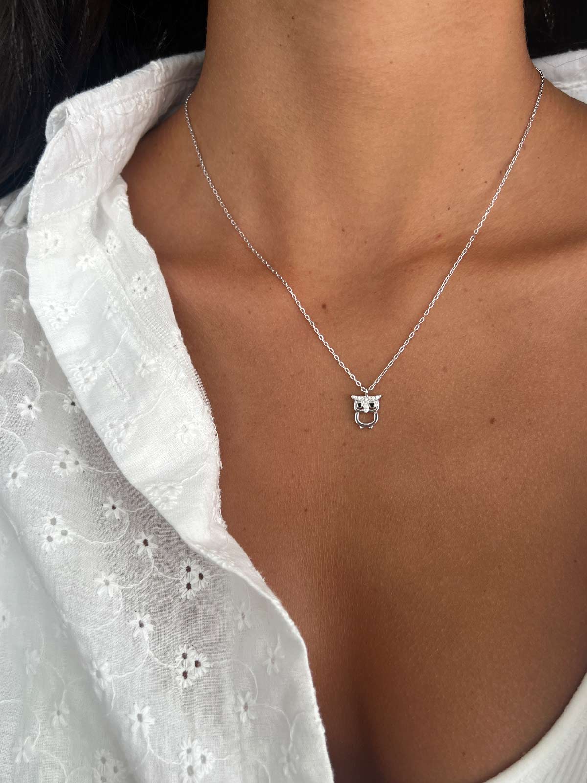 שרשרת ינשוף משובץ