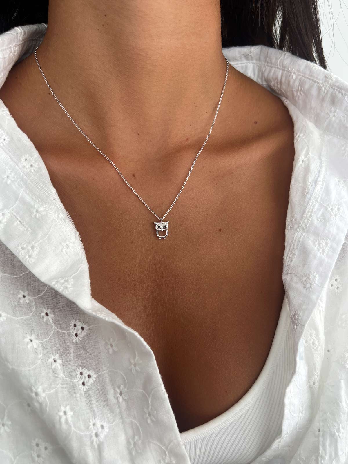 שרשרת ינשוף משובץ